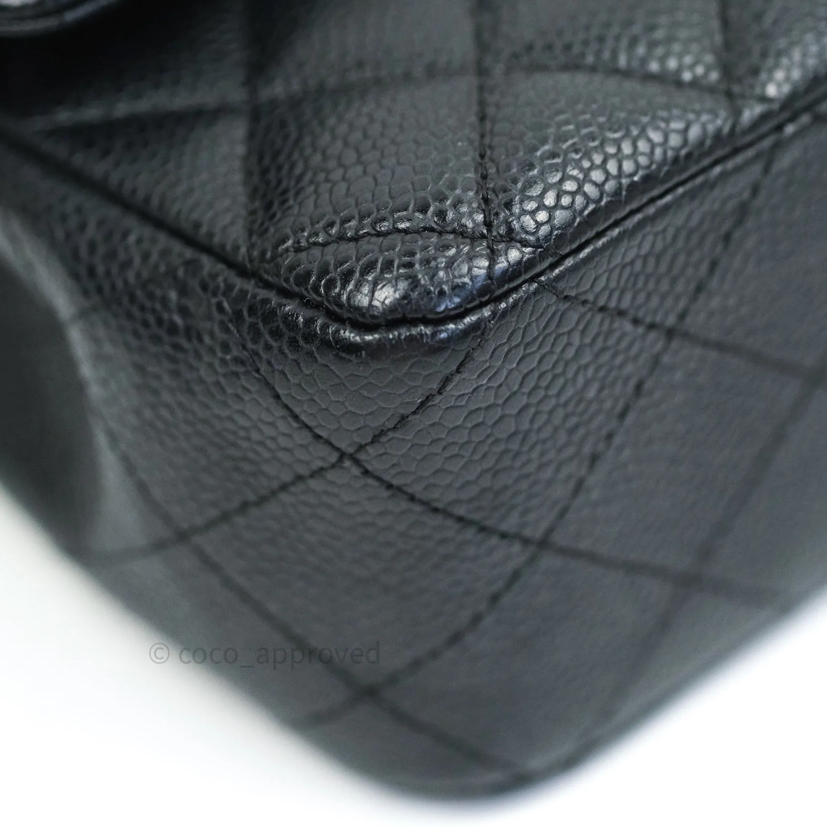 Chanel Classic M/L Medium Double Flap Bag Black Caviar Silver Hardware