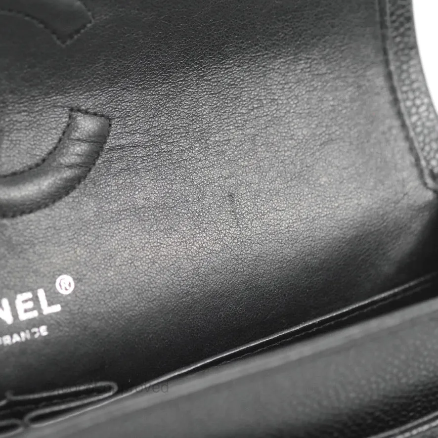 Chanel Classic M/L Medium Flap Quilted Black Caviar Silver Hardware