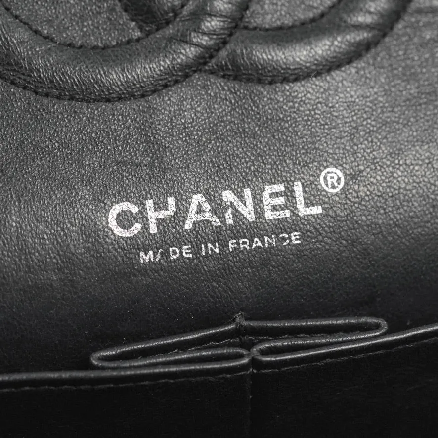 Chanel Classic M/L Medium Flap Quilted Black Caviar Silver Hardware