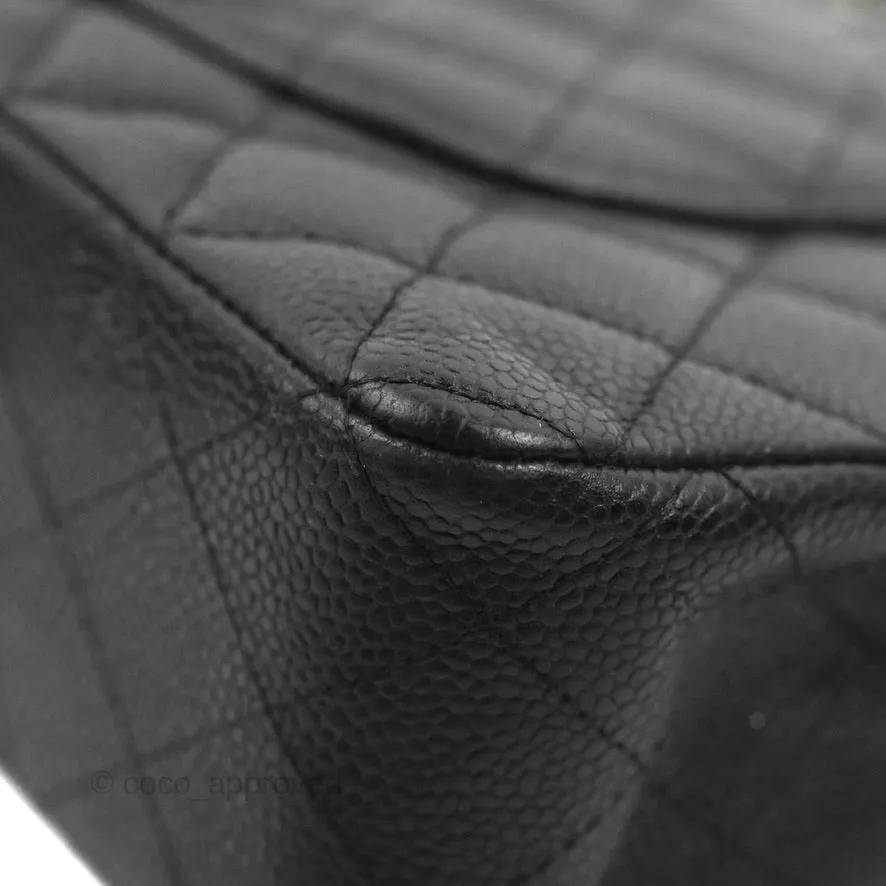 Chanel Classic M/L Medium Flap Quilted Black Caviar Silver Hardware