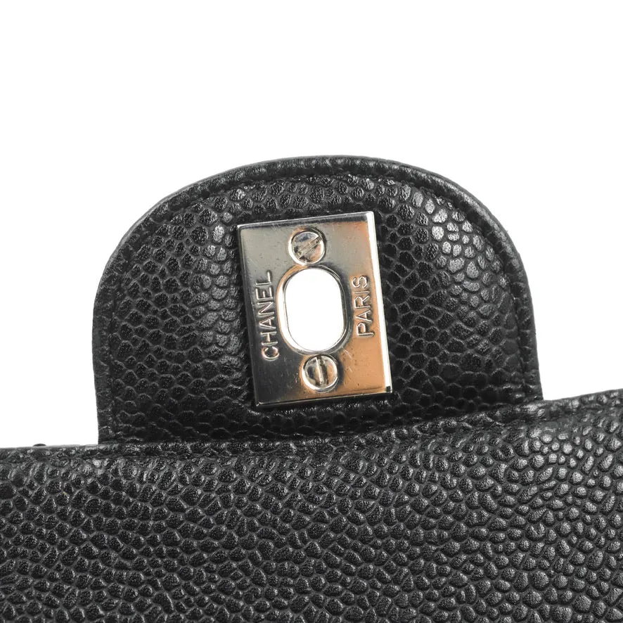 Chanel Classic M/L Medium Flap Quilted Black Caviar Silver Hardware
