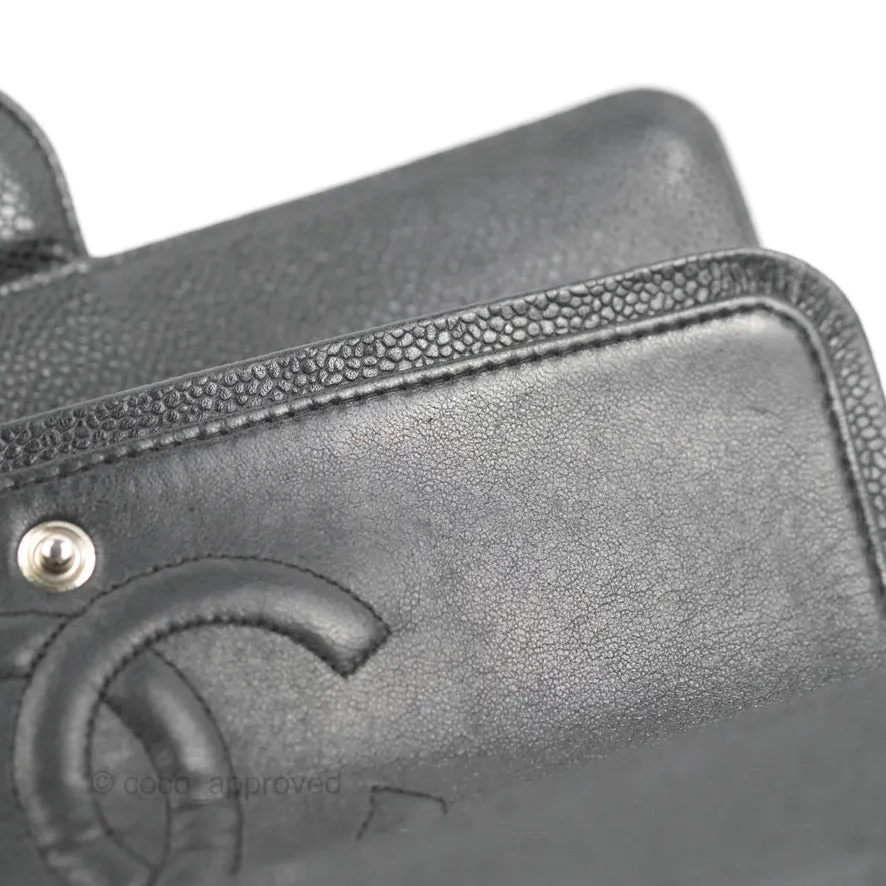 Chanel Classic M/L Medium Flap Quilted Black Caviar Silver Hardware