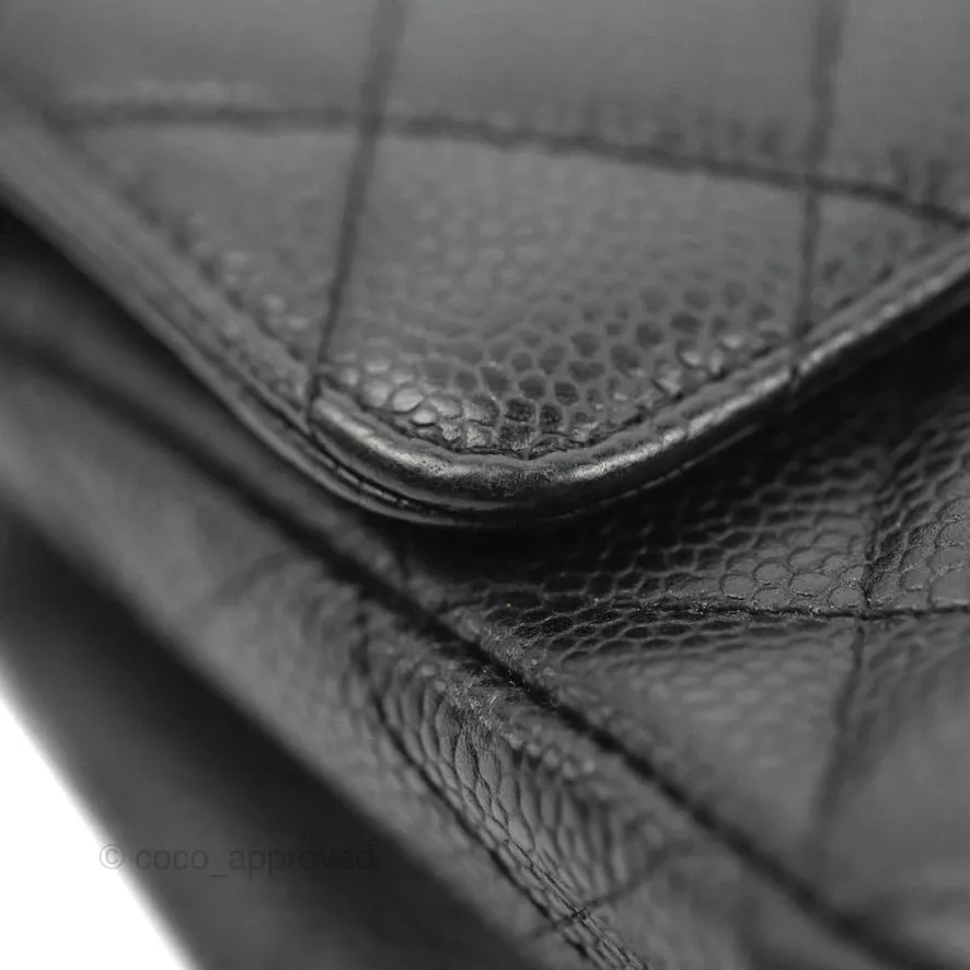 Chanel Classic M/L Medium Flap Quilted Black Caviar Silver Hardware