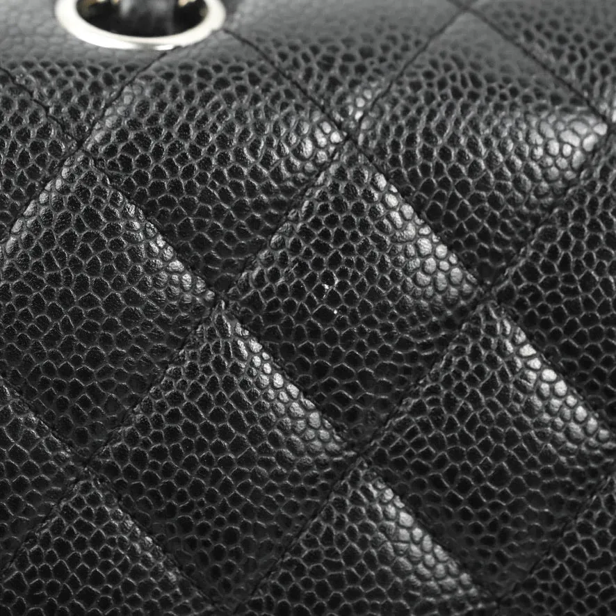 Chanel Classic M/L Medium Flap Quilted Black Caviar Silver Hardware