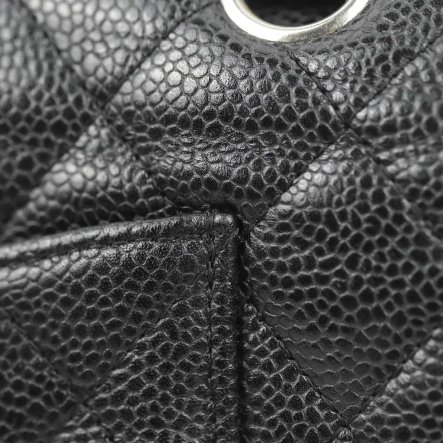 Chanel Classic M/L Medium Flap Quilted Black Caviar Silver Hardware