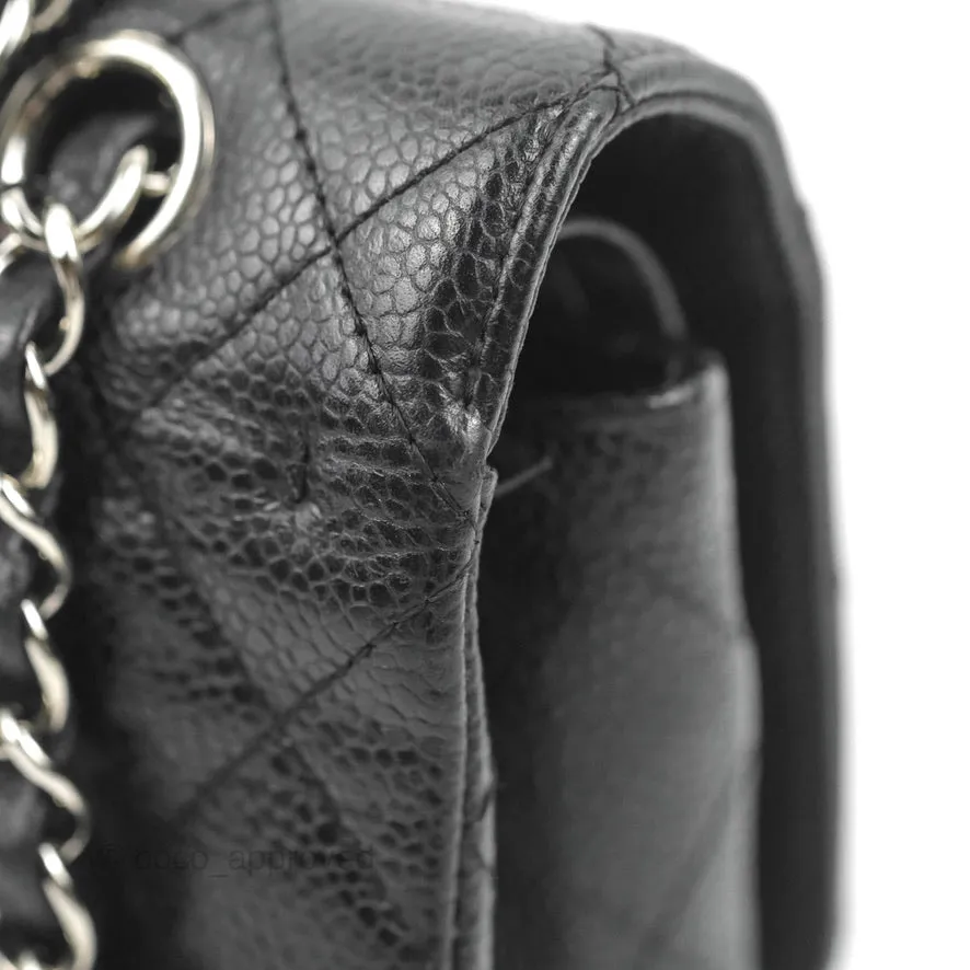 Chanel Classic M/L Medium Flap Quilted Black Caviar Silver Hardware