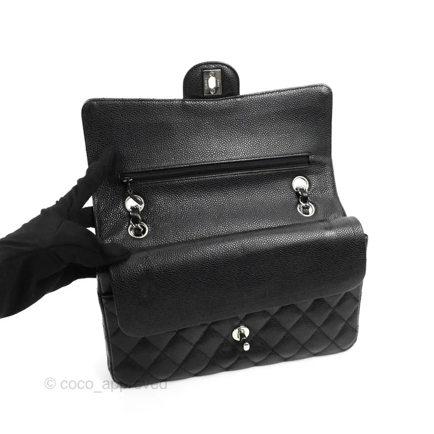 Chanel Classic M/L Medium Flap Quilted Black Caviar Silver Hardware