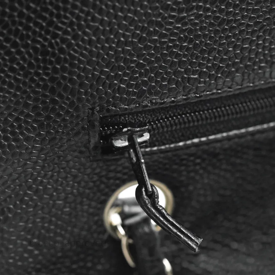 Chanel Classic M/L Medium Flap Quilted Black Caviar Silver Hardware