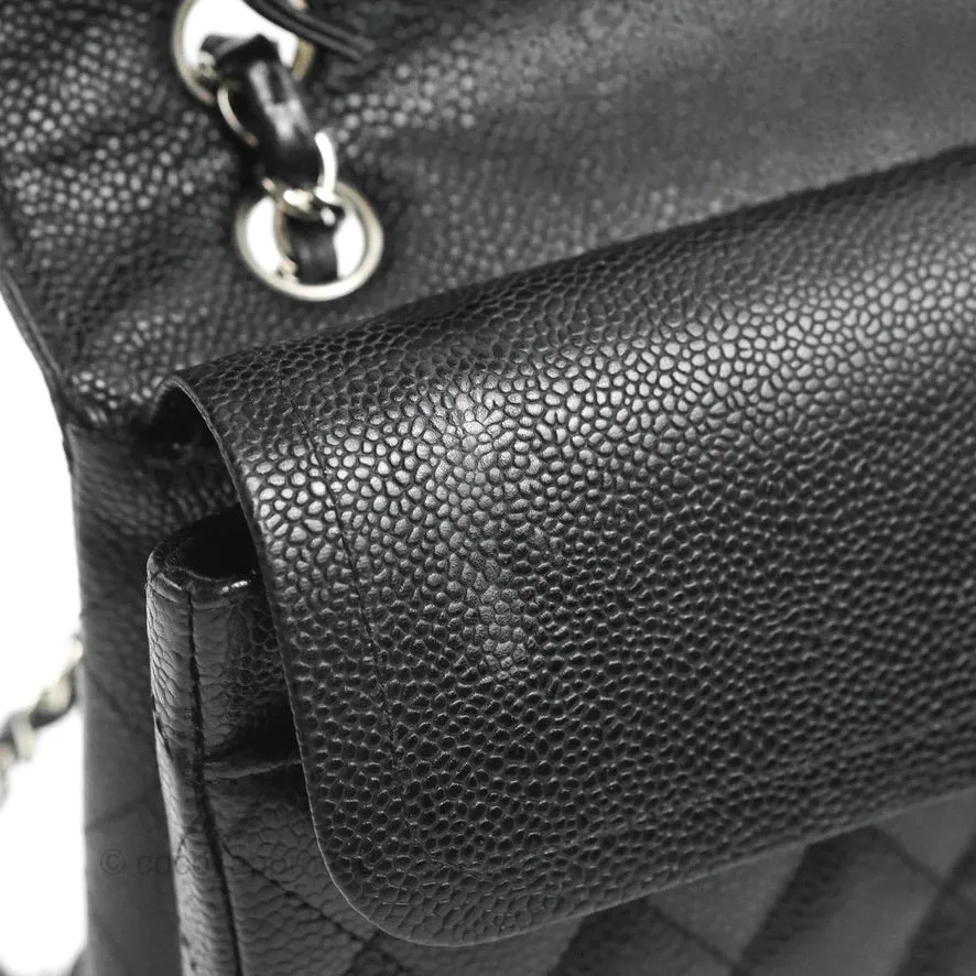 Chanel Classic M/L Medium Flap Quilted Black Caviar Silver Hardware