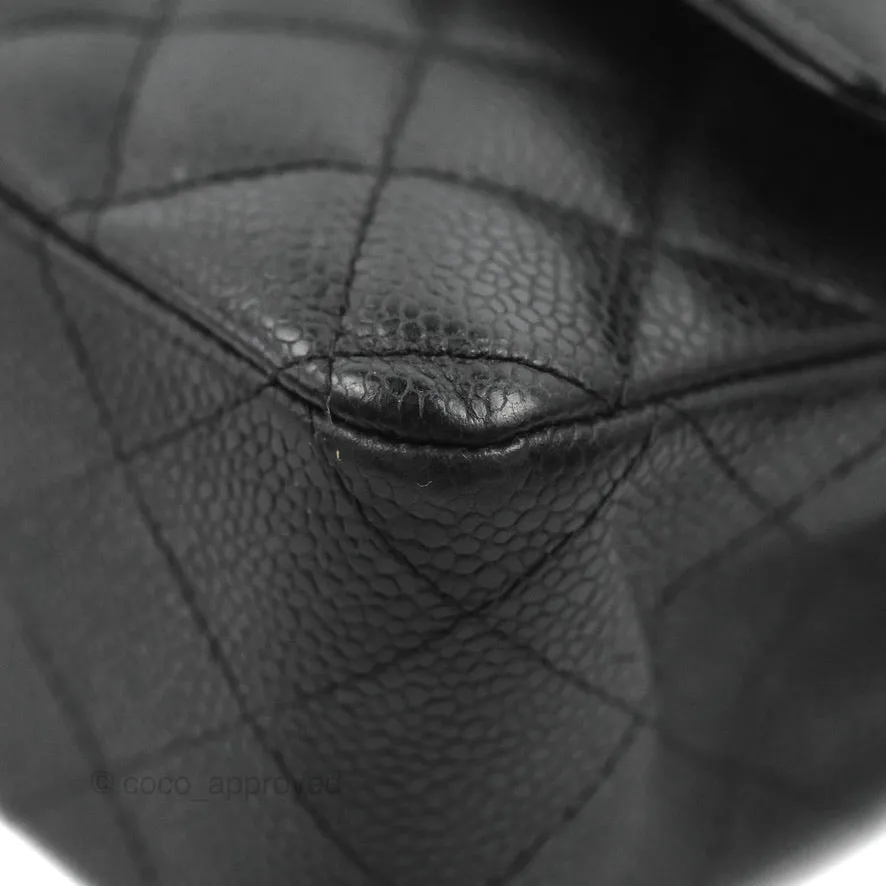 Chanel Classic M/L Medium Flap Quilted Black Caviar Silver Hardware