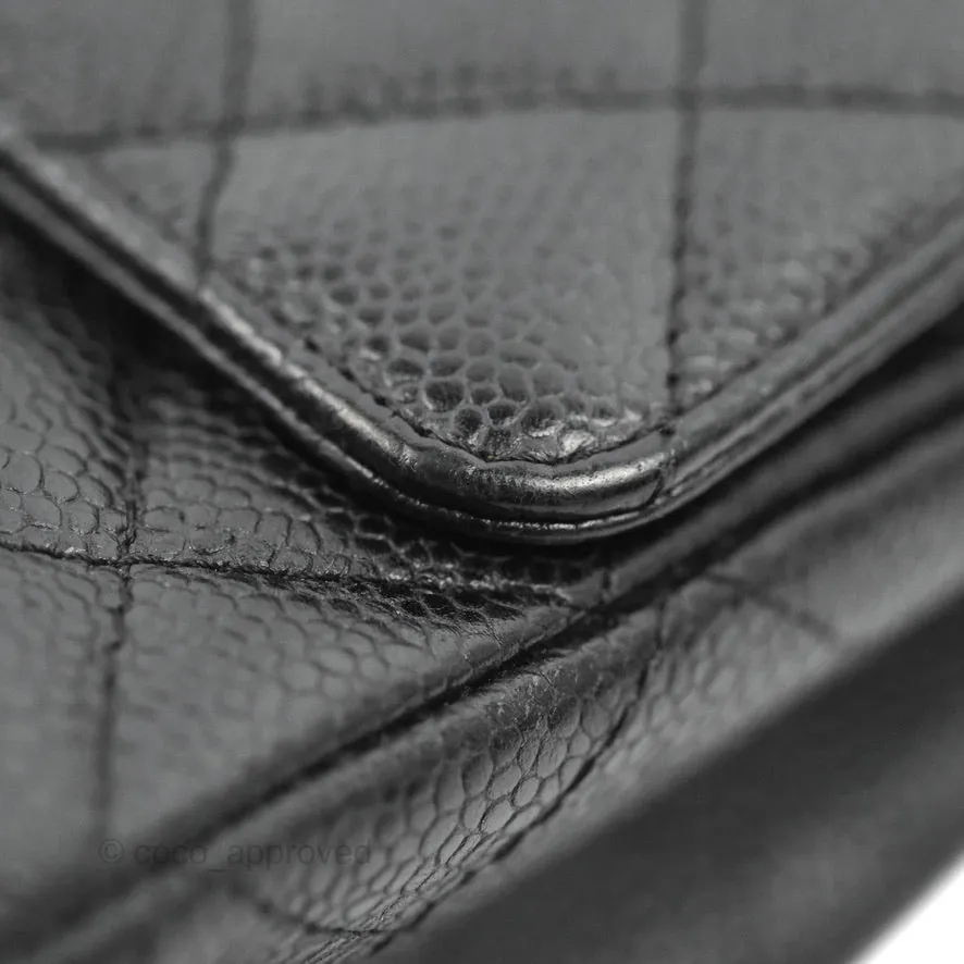 Chanel Classic M/L Medium Flap Quilted Black Caviar Silver Hardware