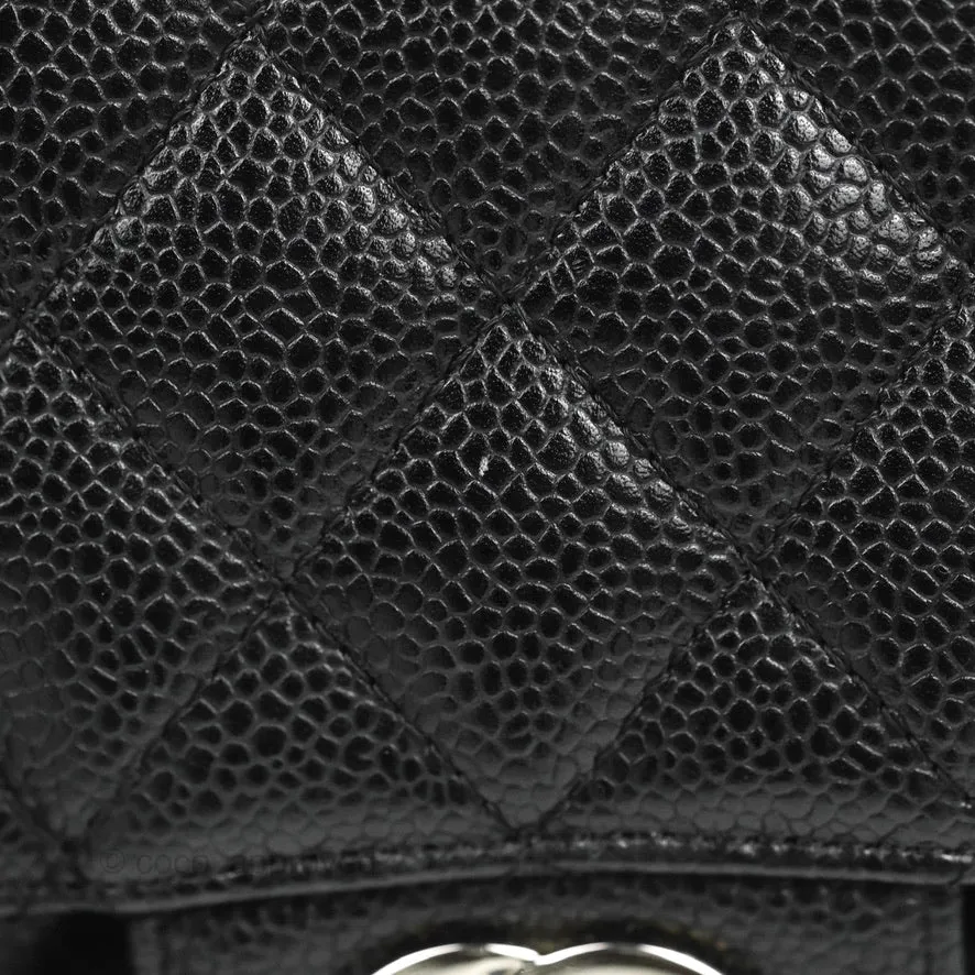 Chanel Classic M/L Medium Flap Quilted Black Caviar Silver Hardware