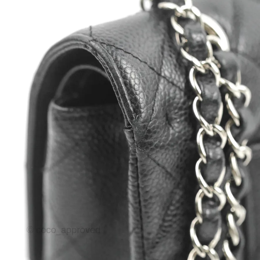 Chanel Classic M/L Medium Flap Quilted Black Caviar Silver Hardware