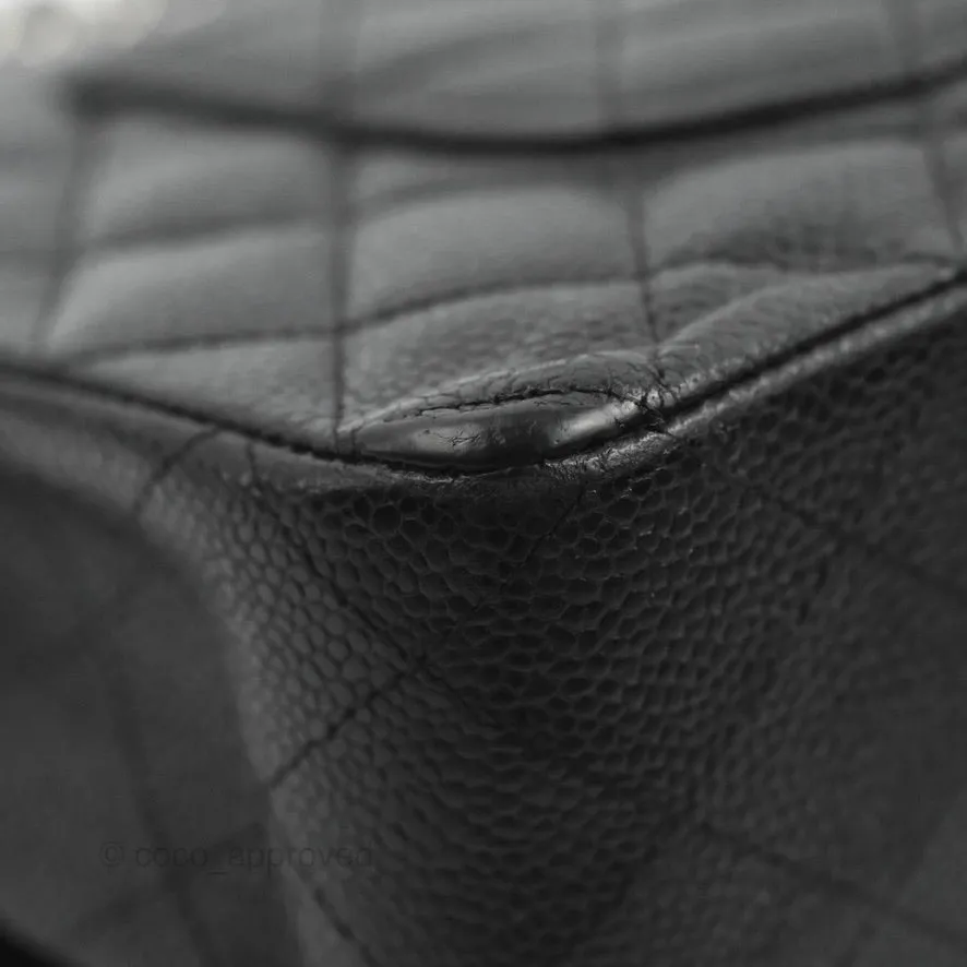 Chanel Classic M/L Medium Flap Quilted Black Caviar Silver Hardware