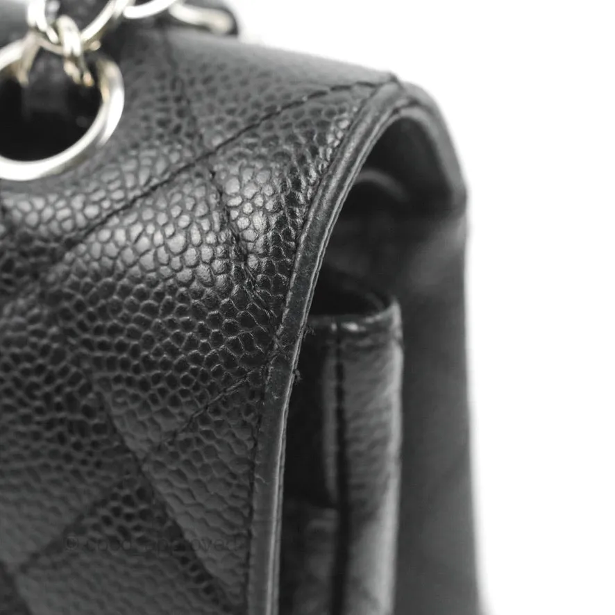 Chanel Classic M/L Medium Flap Quilted Black Caviar Silver Hardware
