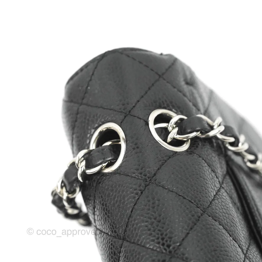 Chanel Classic M/L Medium Flap Quilted Black Caviar Silver Hardware