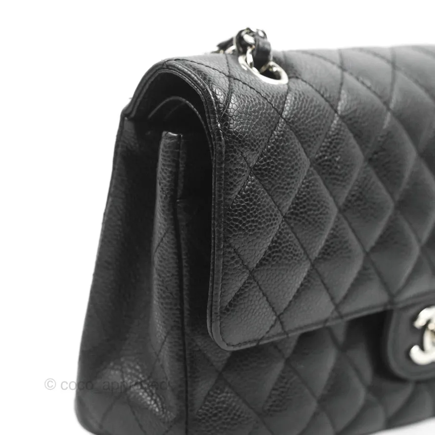 Chanel Classic M/L Medium Flap Quilted Black Caviar Silver Hardware