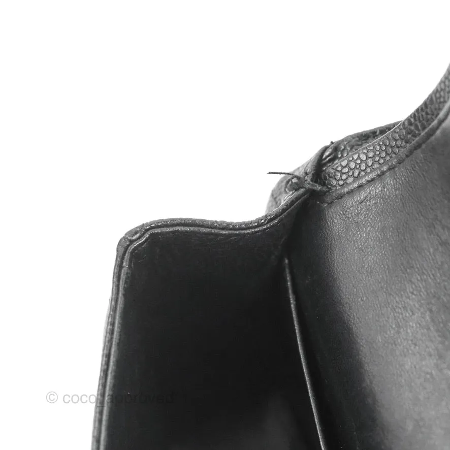Chanel Classic M/L Medium Flap Quilted Black Caviar Silver Hardware