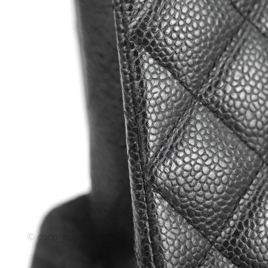 Chanel Classic M/L Medium Flap Quilted Black Caviar Silver Hardware
