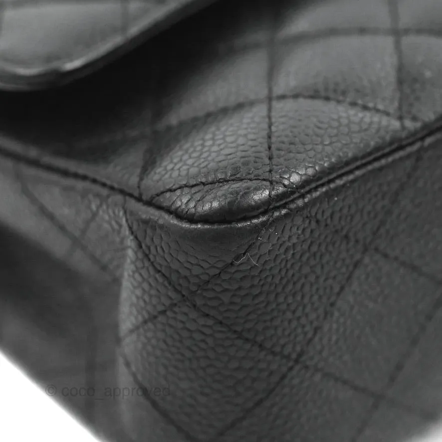 Chanel Classic M/L Medium Flap Quilted Black Caviar Silver Hardware