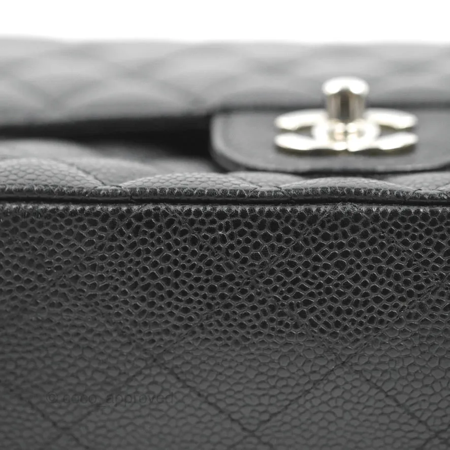 Chanel Classic M/L Medium Flap Quilted Black Caviar Silver Hardware