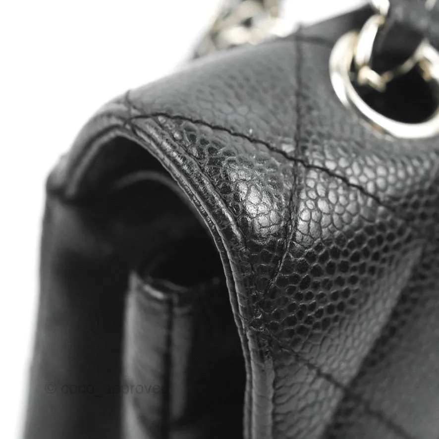 Chanel Classic M/L Medium Flap Quilted Black Caviar Silver Hardware