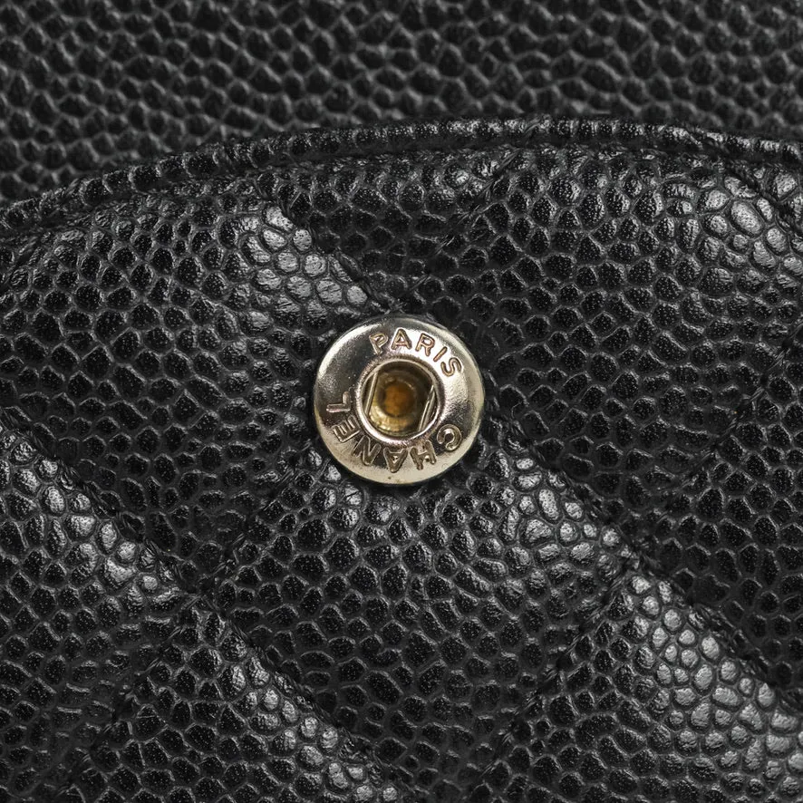 Chanel Classic M/L Medium Flap Quilted Black Caviar Silver Hardware