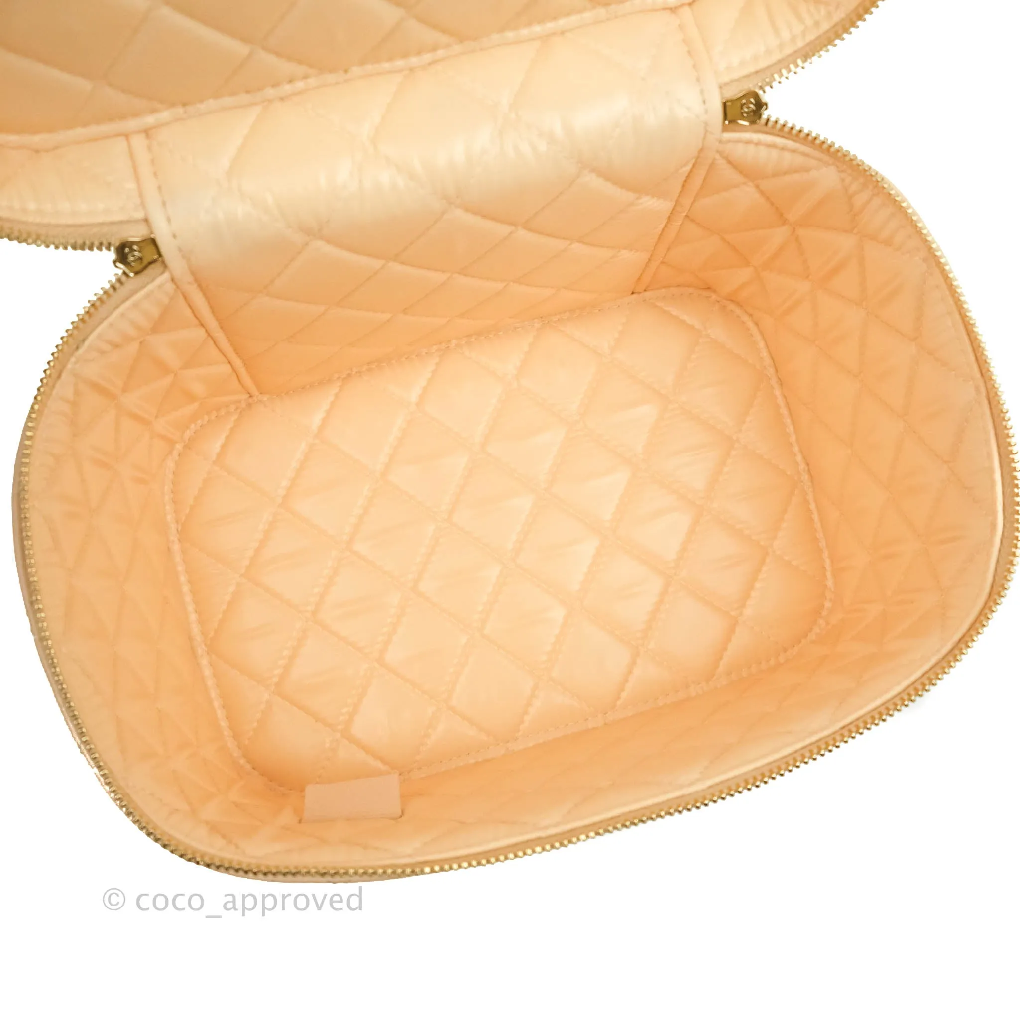 Chanel Classic Vanity Pouch with Handle Light Beige Lambskin Gold Hardware