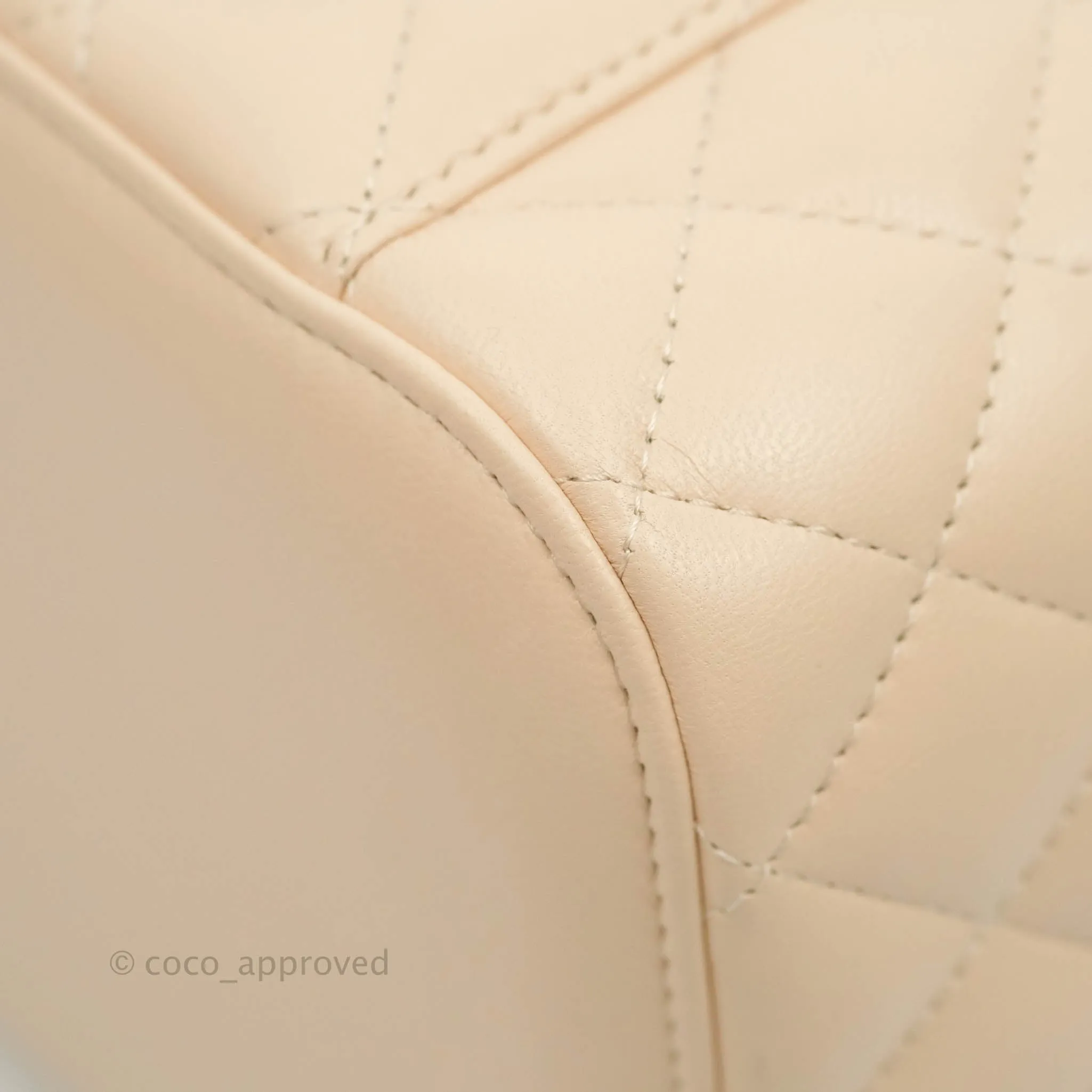 Chanel Classic Vanity Pouch with Handle Light Beige Lambskin Gold Hardware