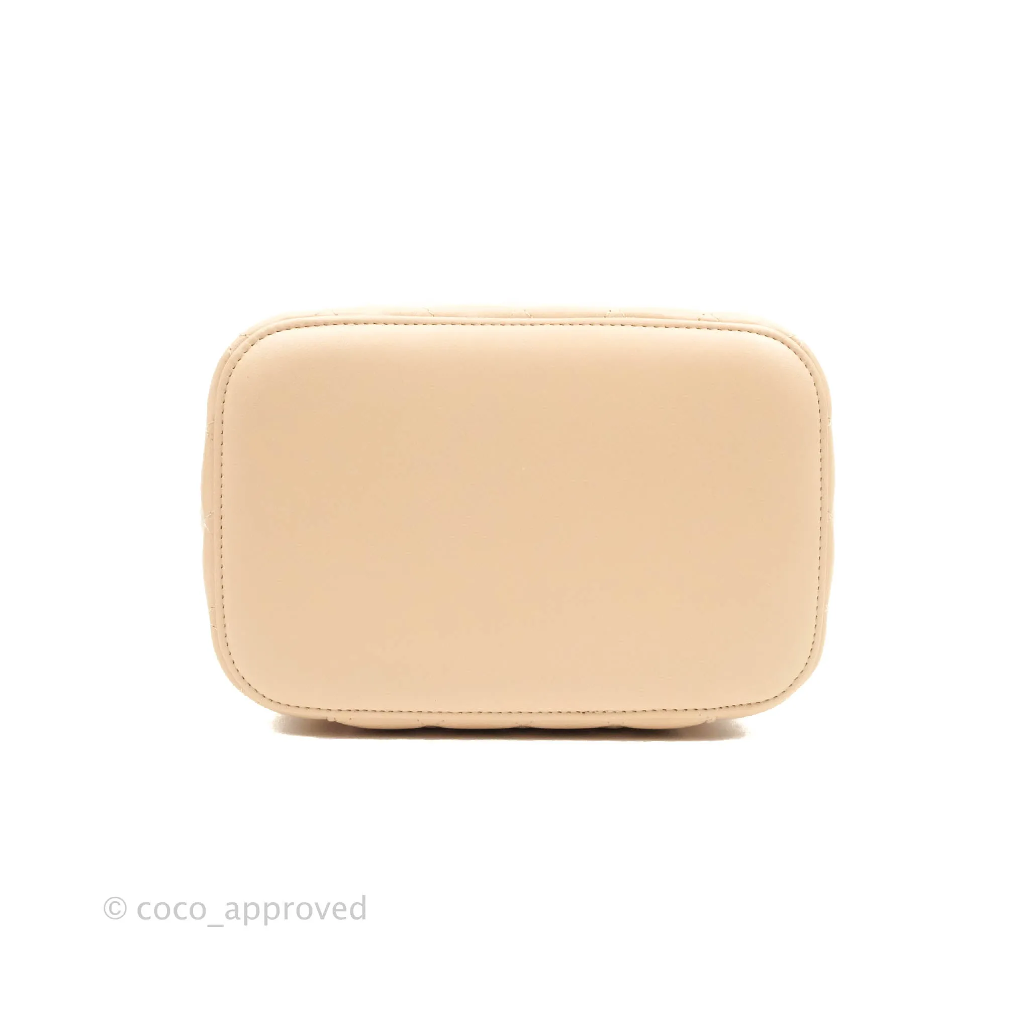 Chanel Classic Vanity Pouch with Handle Light Beige Lambskin Gold Hardware