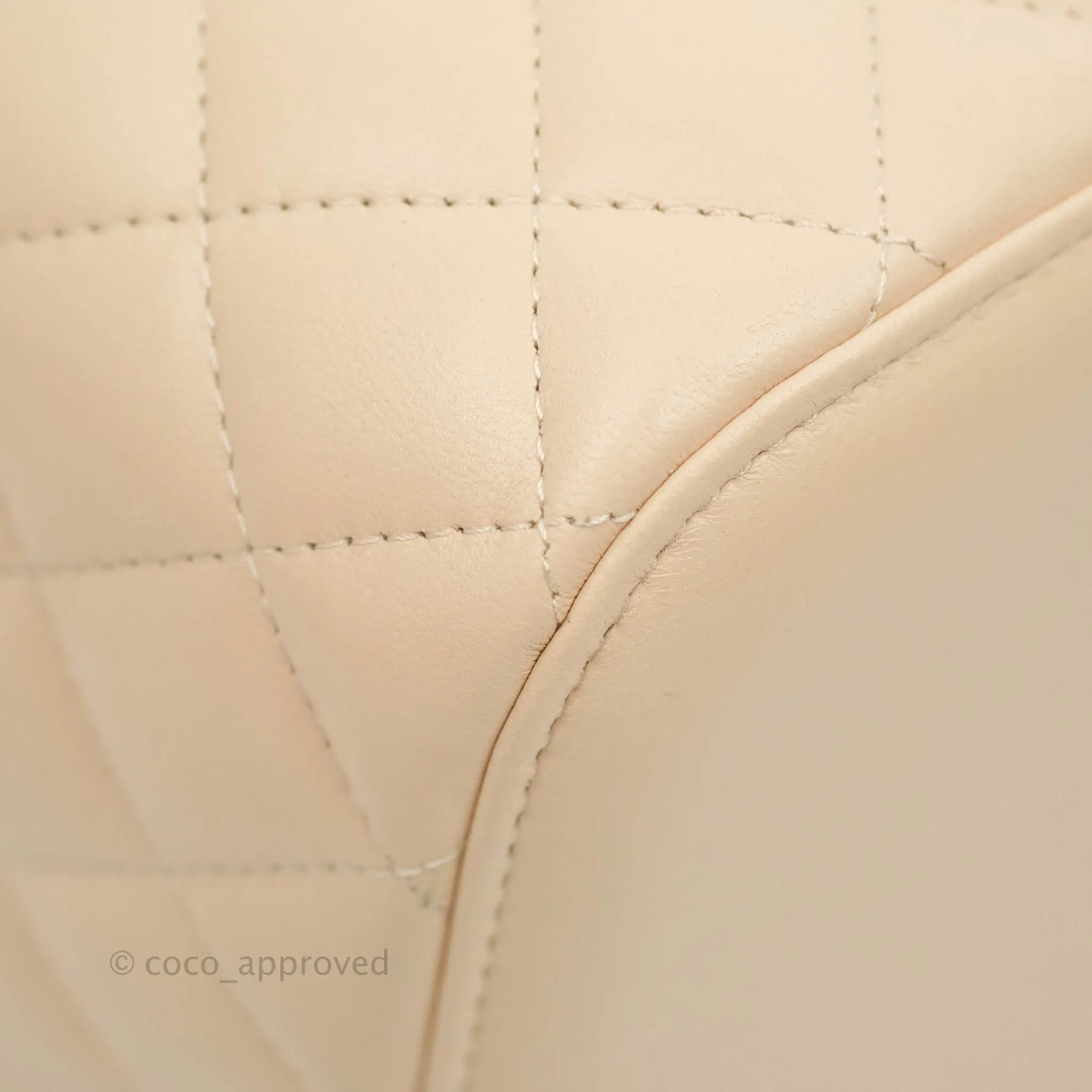 Chanel Classic Vanity Pouch with Handle Light Beige Lambskin Gold Hardware