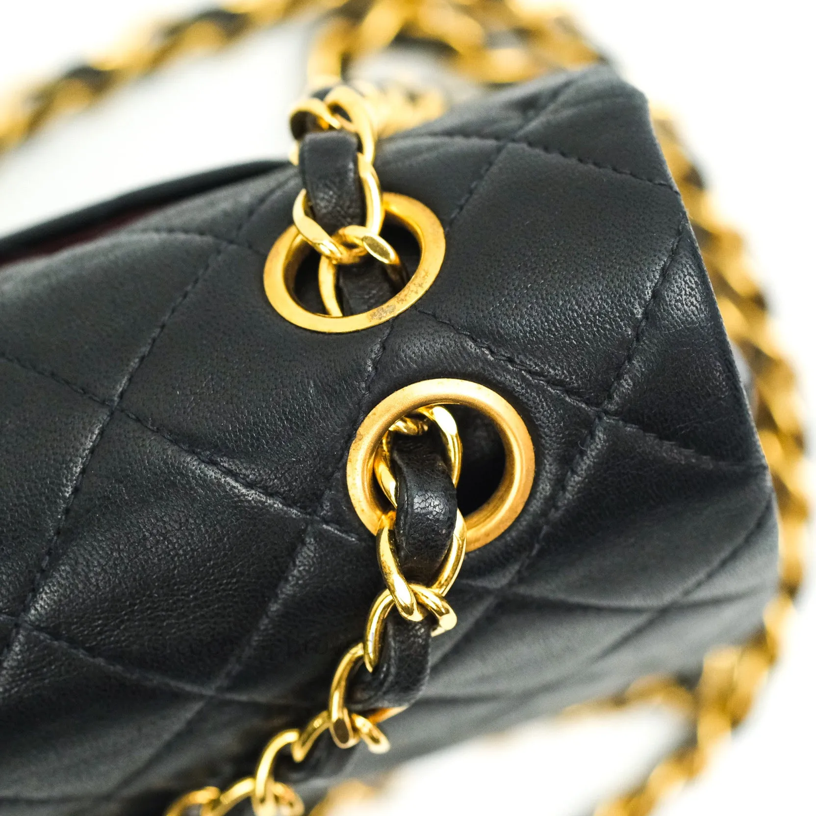 Chanel Classic Vintage Small S/M Flap Black Lambskin 24K Gold Hardware