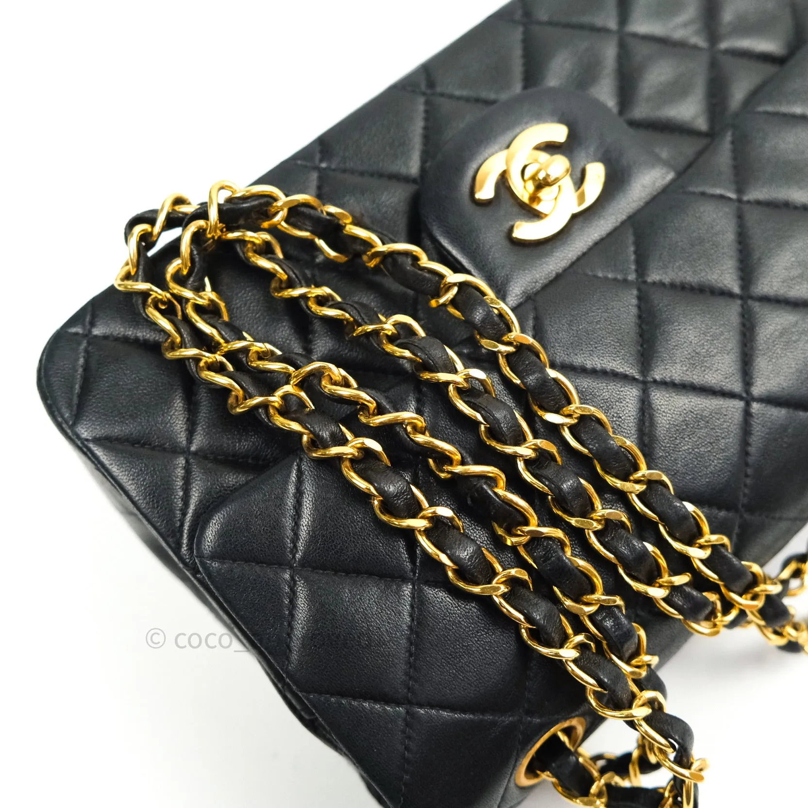 Chanel Classic Vintage Small S/M Flap Black Lambskin 24K Gold Hardware
