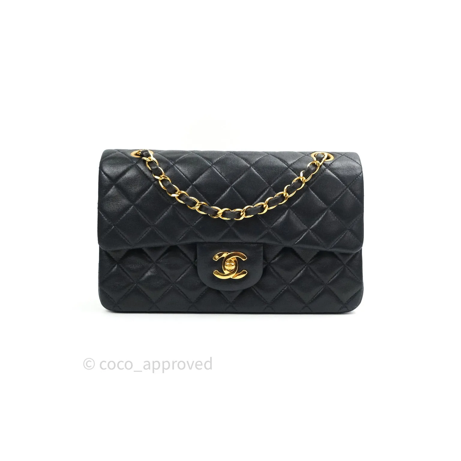 Chanel Classic Vintage Small S/M Flap Black Lambskin 24K Gold Hardware