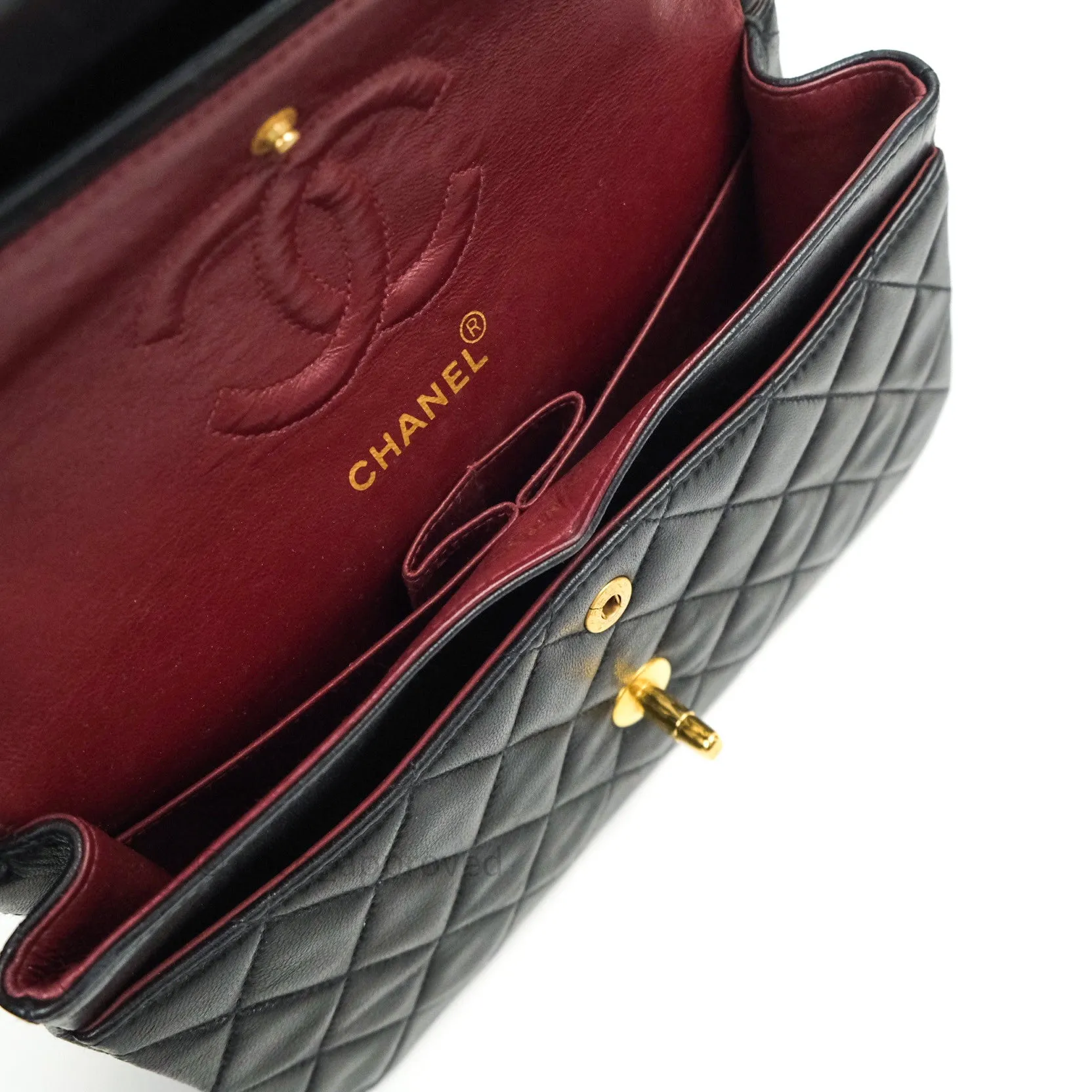 Chanel Classic Vintage Small S/M Flap Black Lambskin 24K Gold Hardware