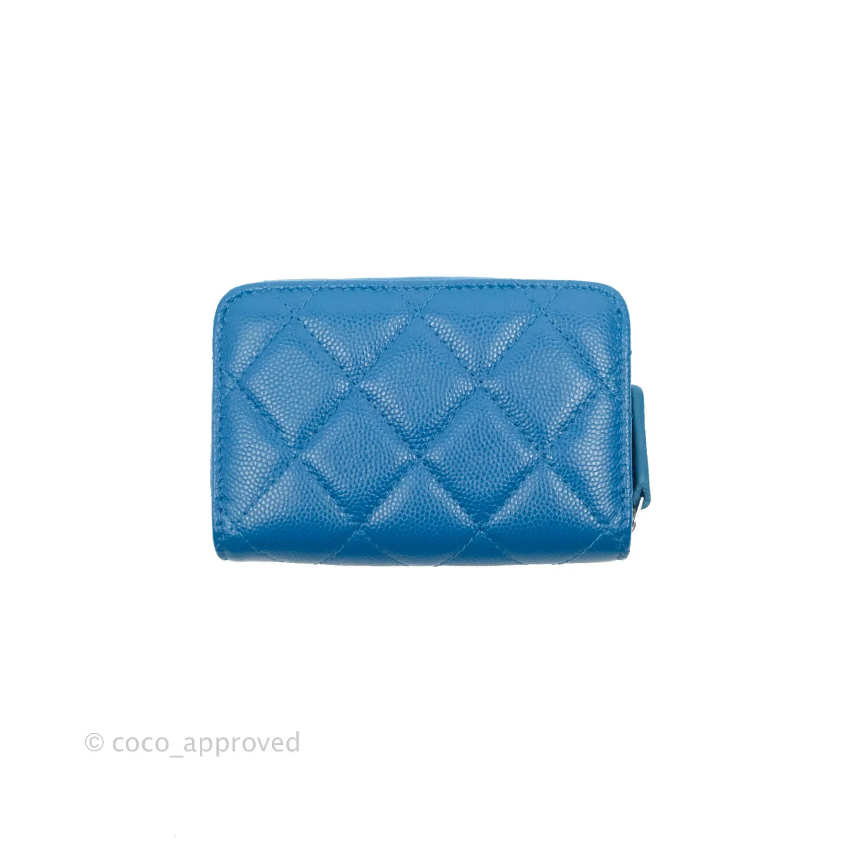 Chanel Classic Zipped Coin Purse Blue Caviar Silver Hardware
