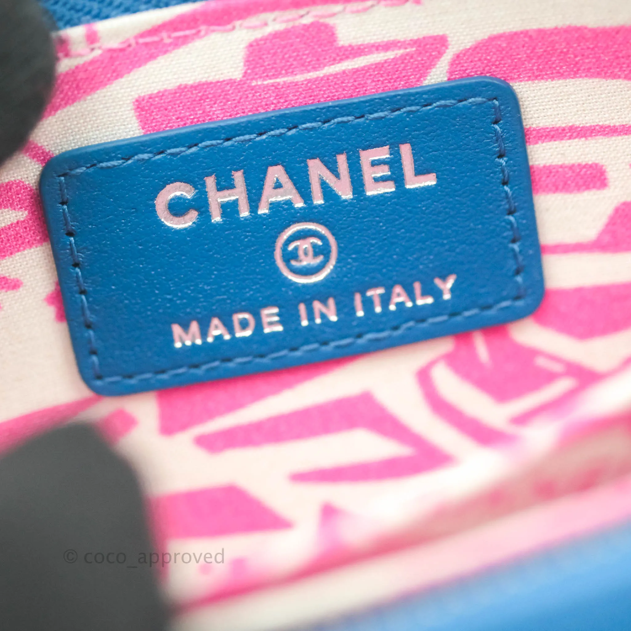Chanel Classic Zipped Coin Purse Blue Caviar Silver Hardware