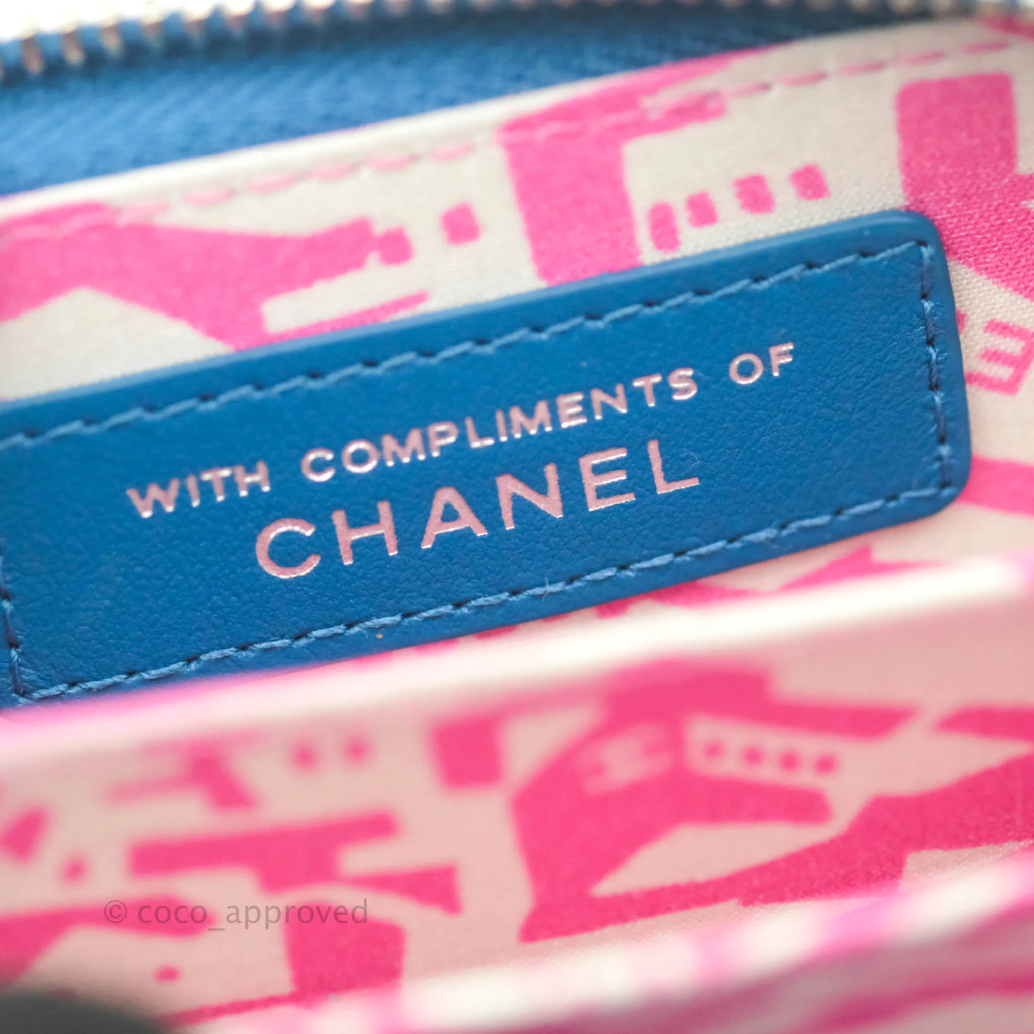 Chanel Classic Zipped Coin Purse Blue Caviar Silver Hardware