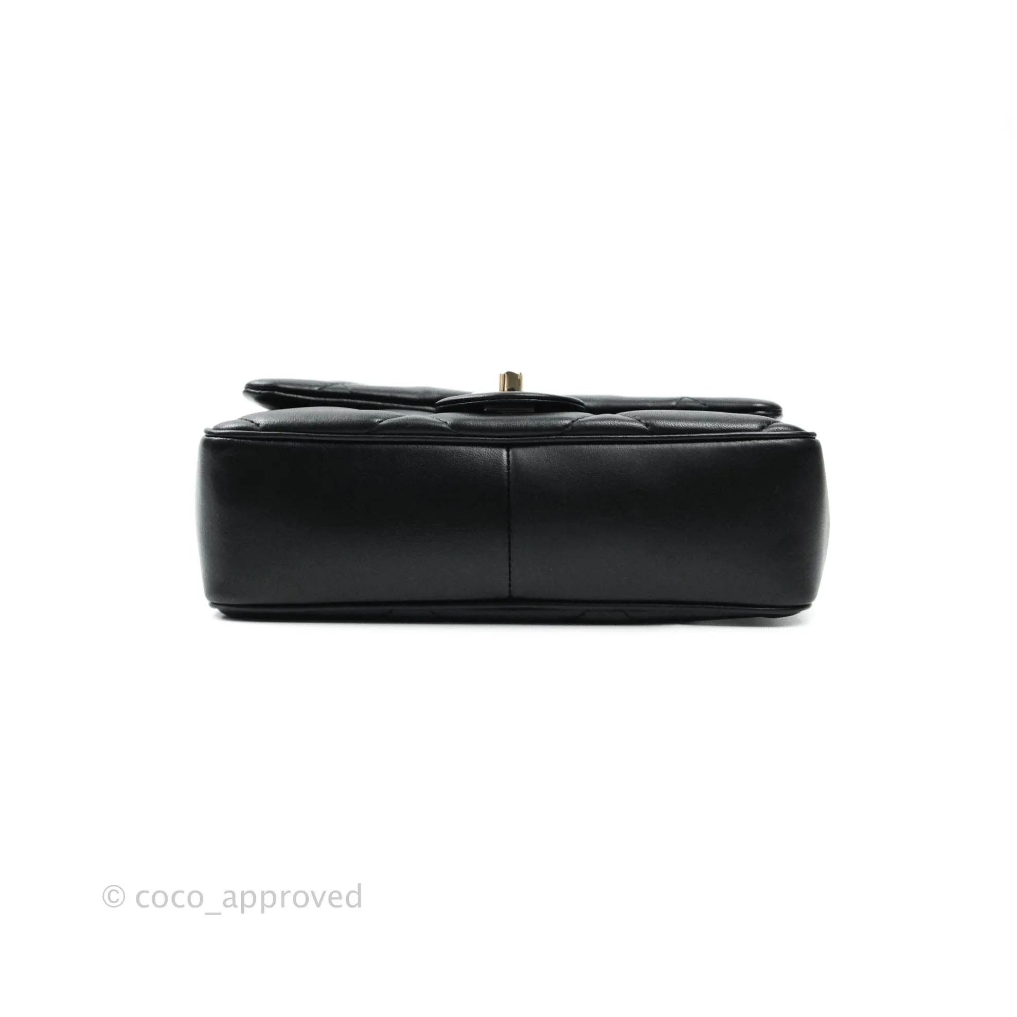 Chanel Easy Cherry Flap Bag With Handle Black Lambskin Gold Hardware 19K