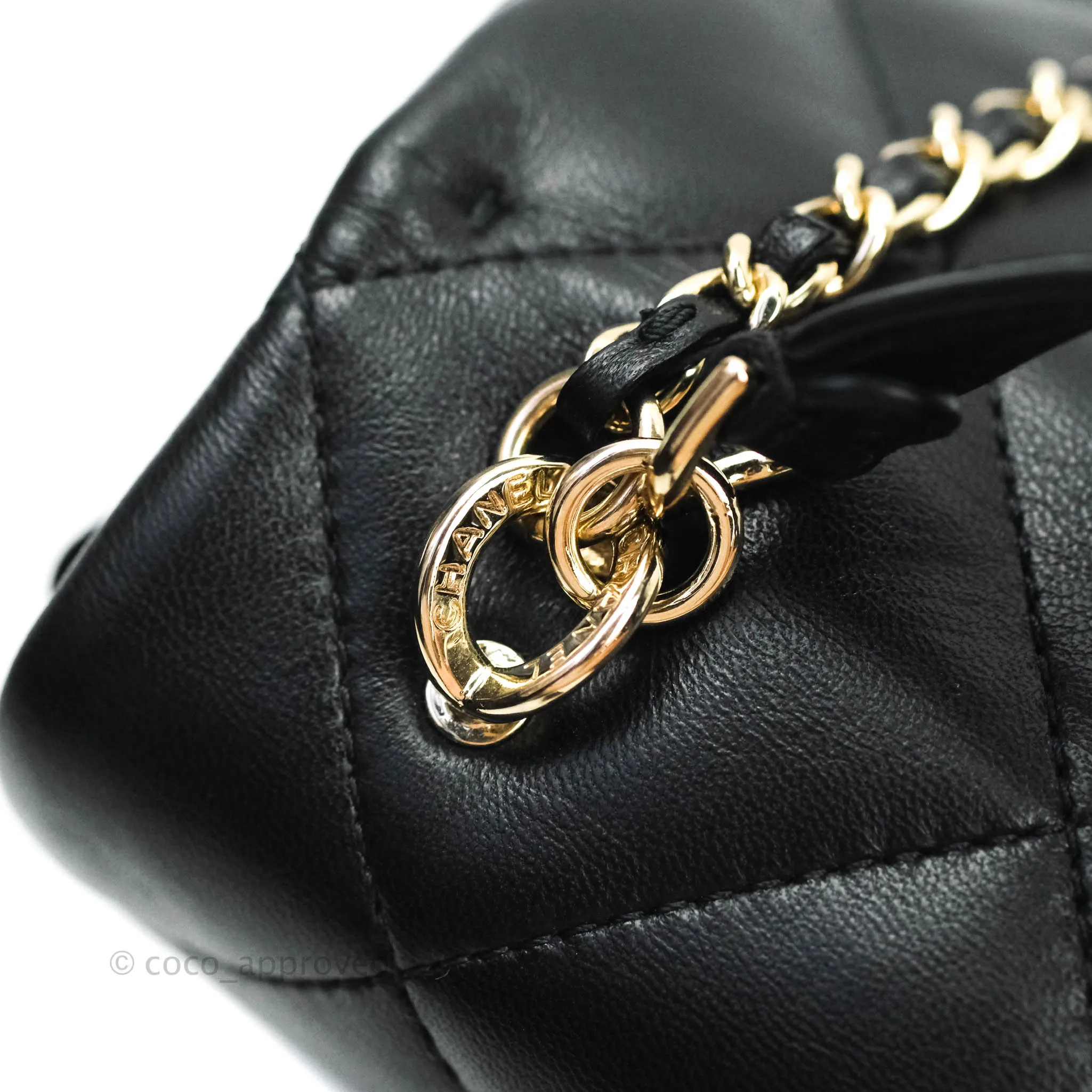 Chanel Easy Cherry Flap Bag With Handle Black Lambskin Gold Hardware 19K