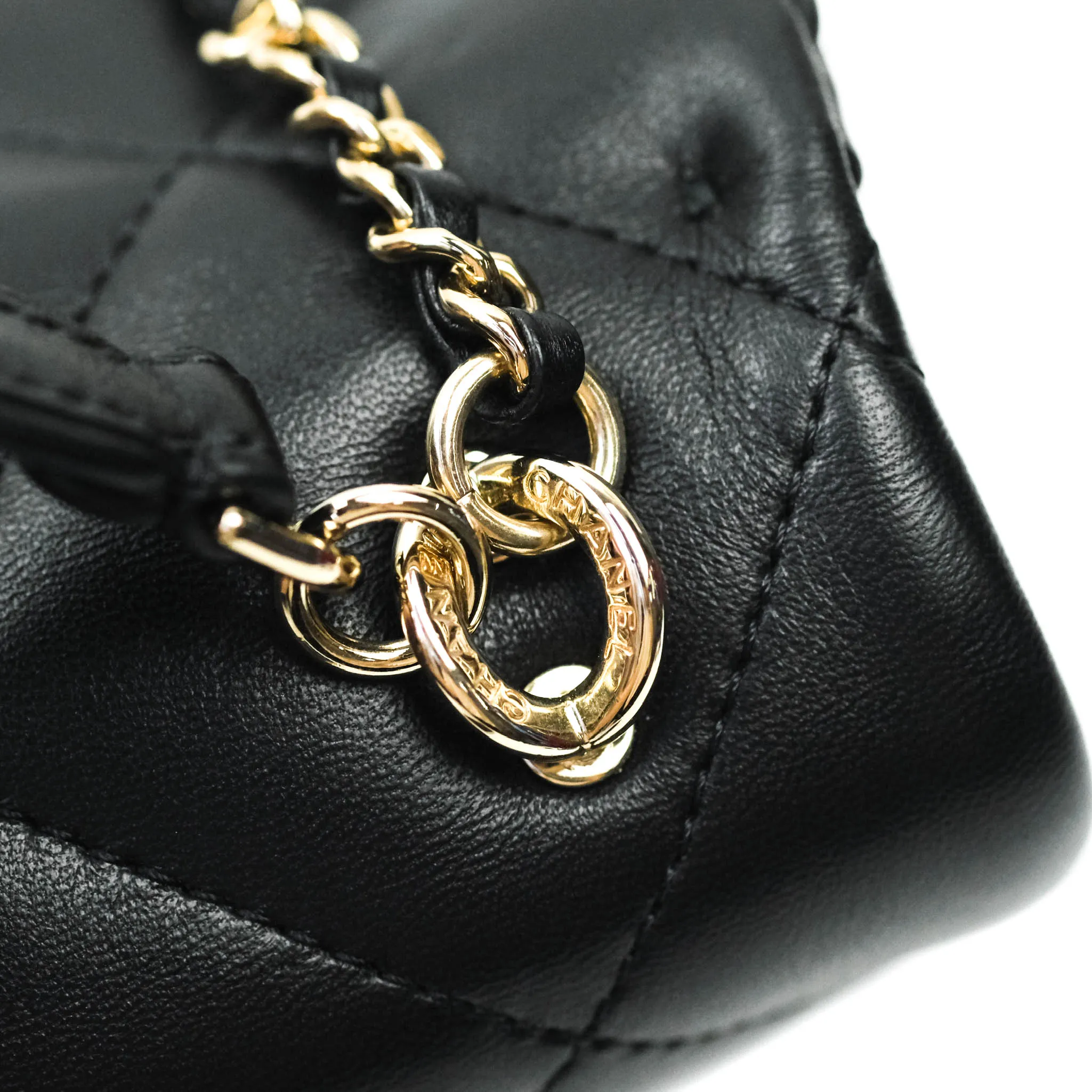 Chanel Easy Cherry Flap Bag With Handle Black Lambskin Gold Hardware 19K