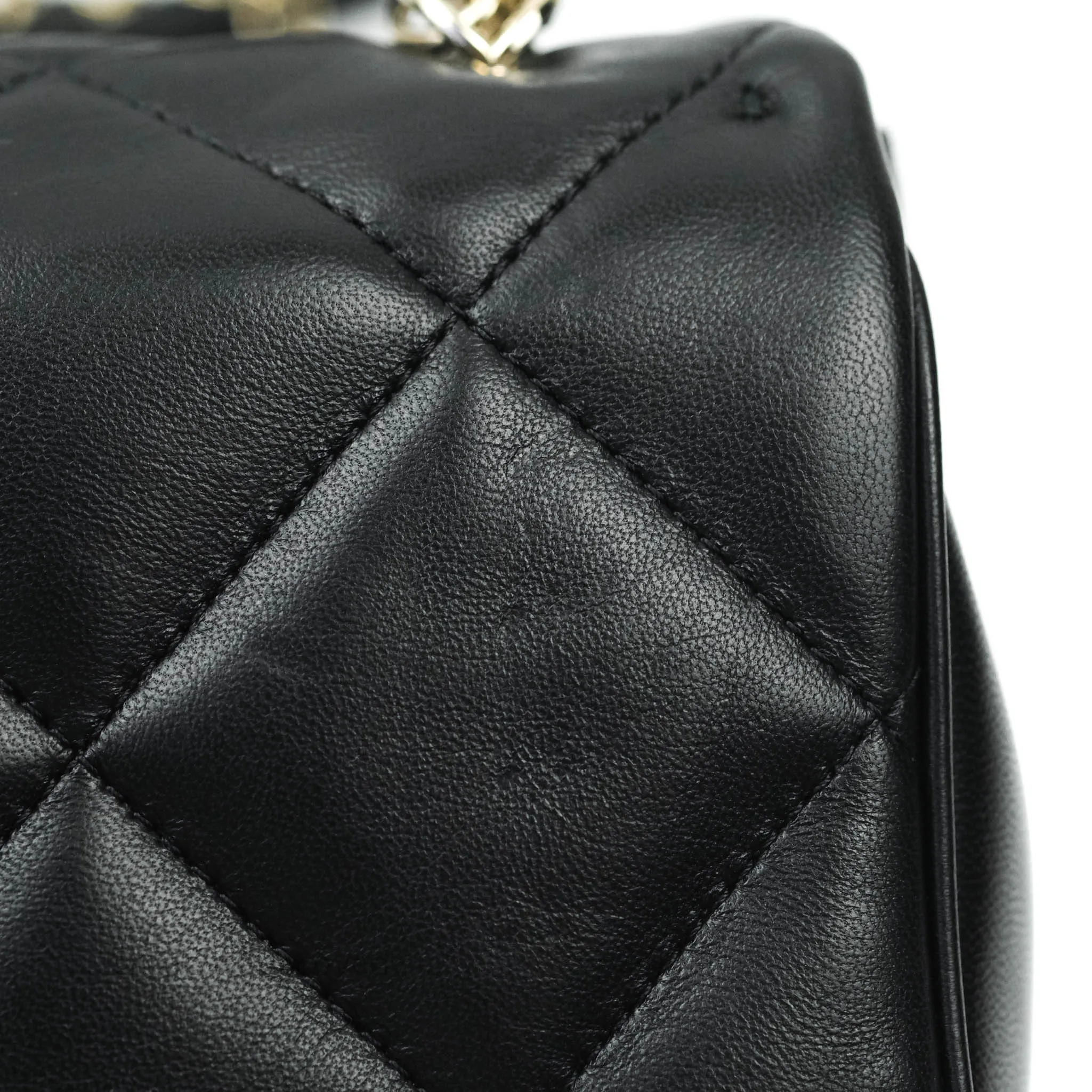 Chanel Easy Cherry Flap Bag With Handle Black Lambskin Gold Hardware 19K
