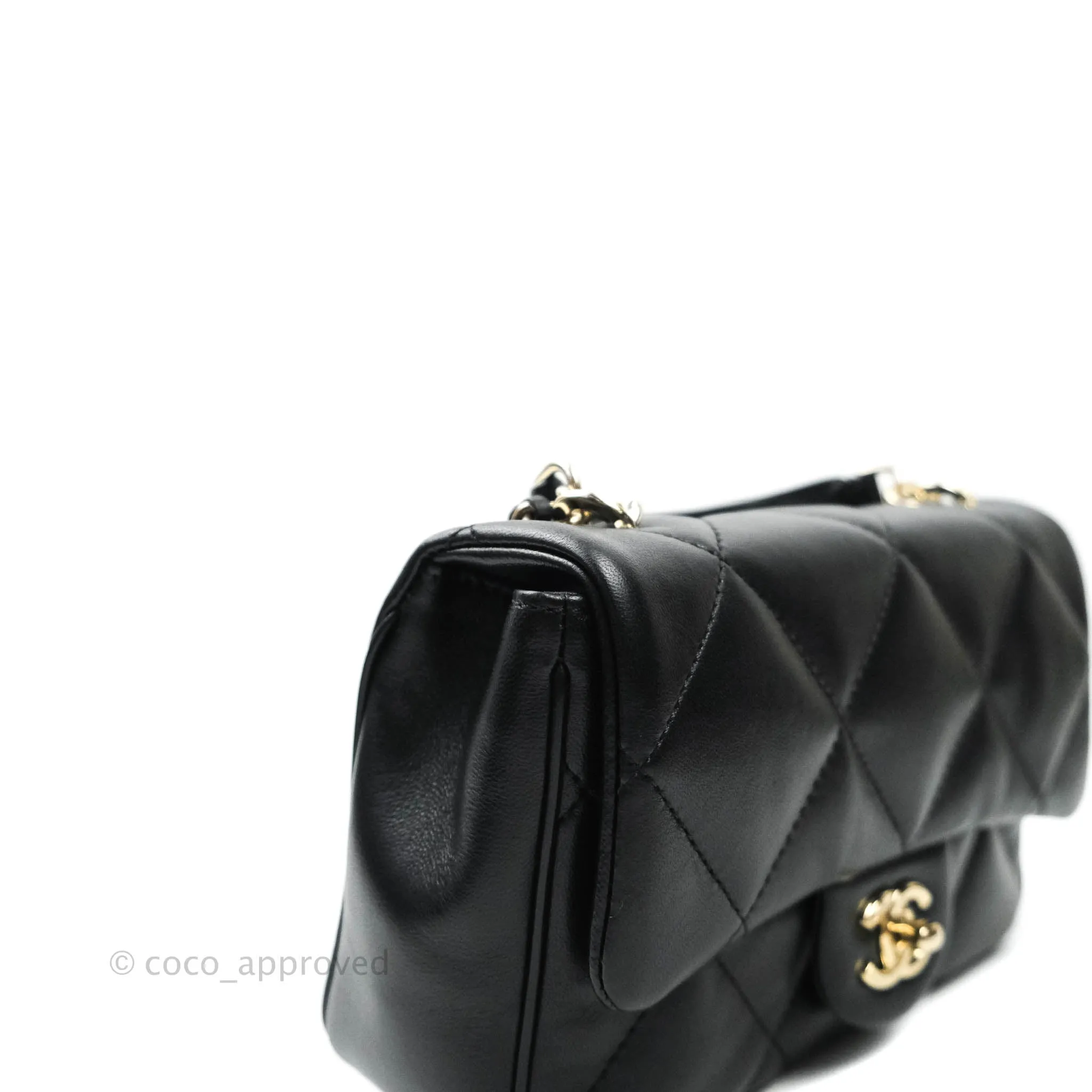 Chanel Easy Cherry Flap Bag With Handle Black Lambskin Gold Hardware 19K
