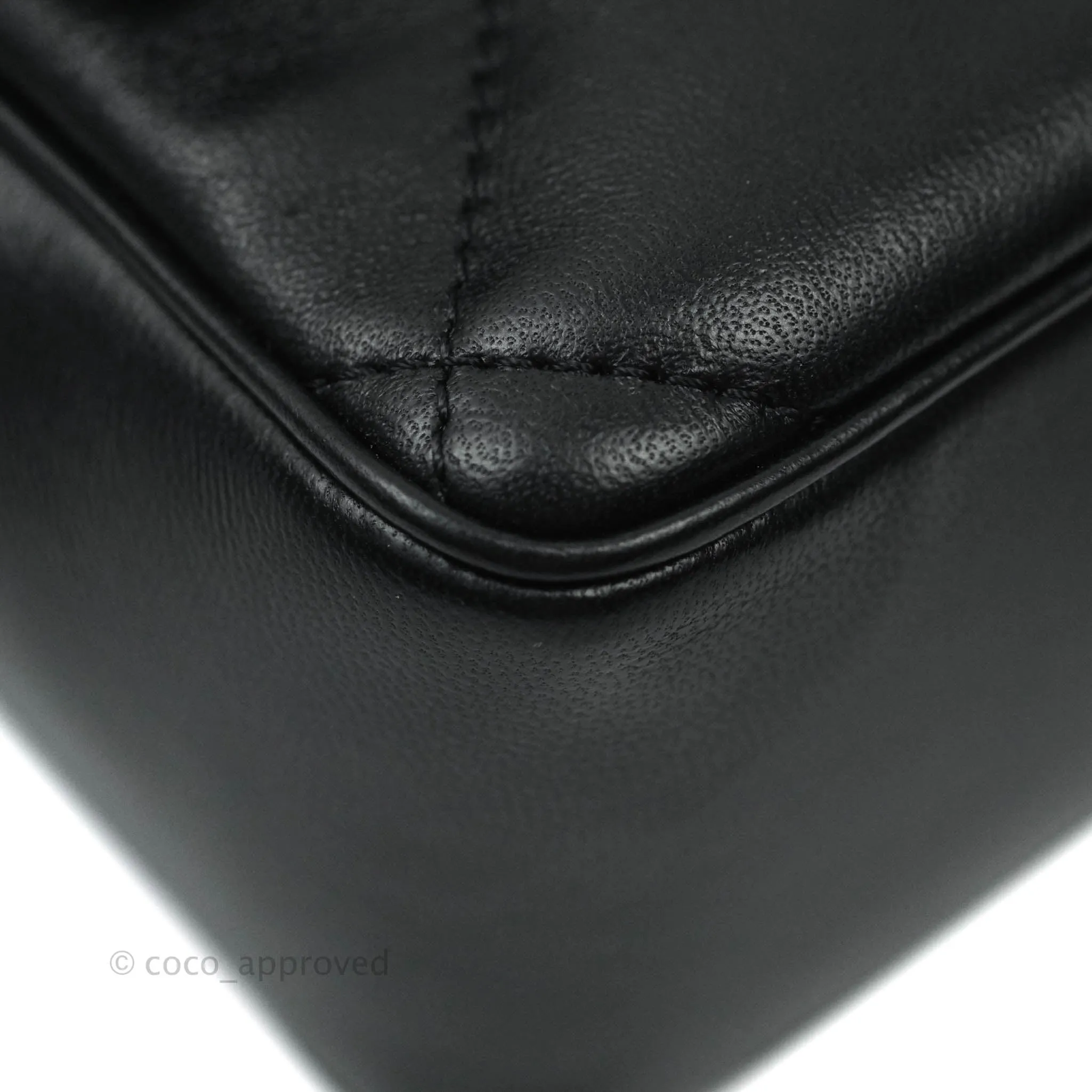 Chanel Easy Cherry Flap Bag With Handle Black Lambskin Gold Hardware 19K
