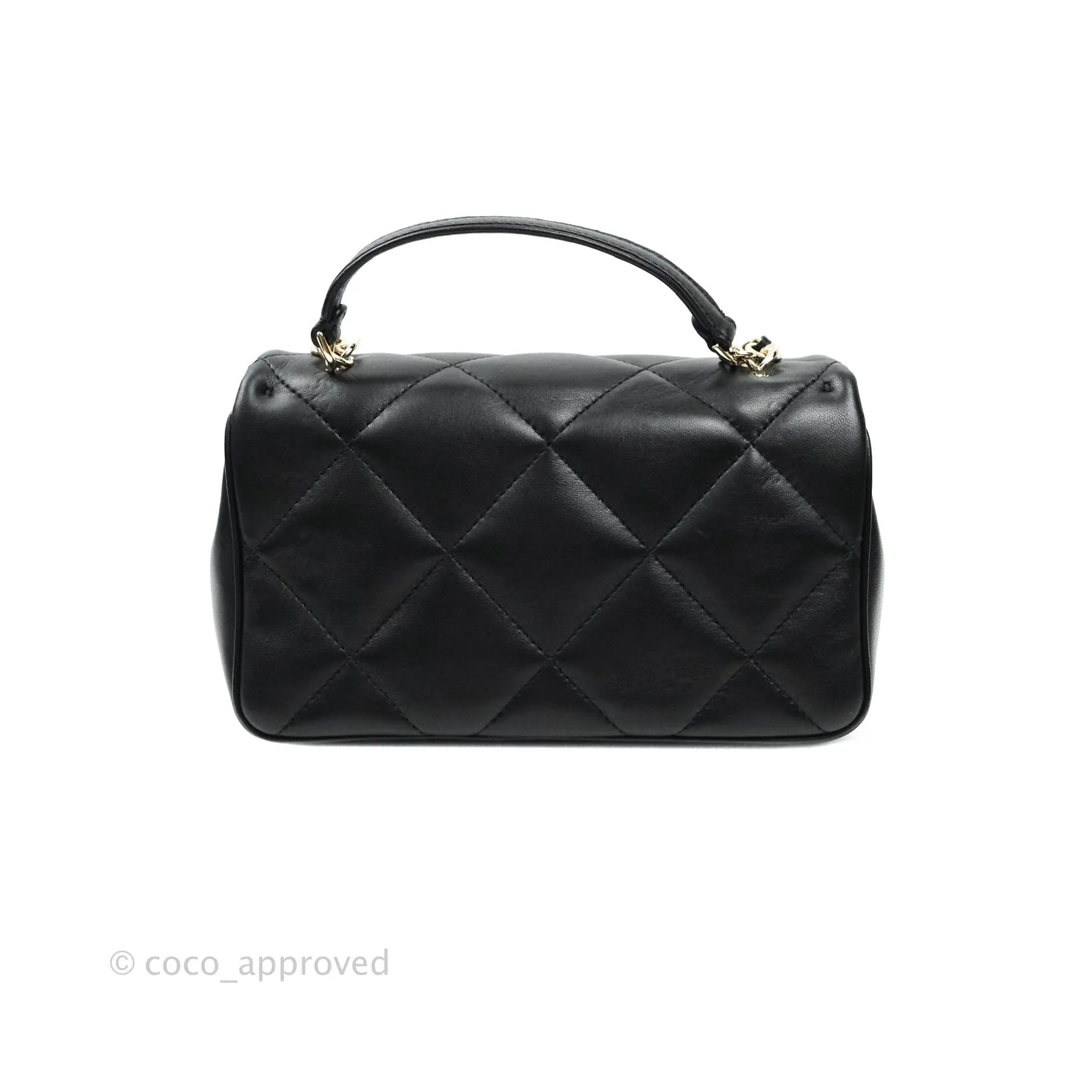 Chanel Easy Cherry Flap Bag With Handle Black Lambskin Gold Hardware 19K