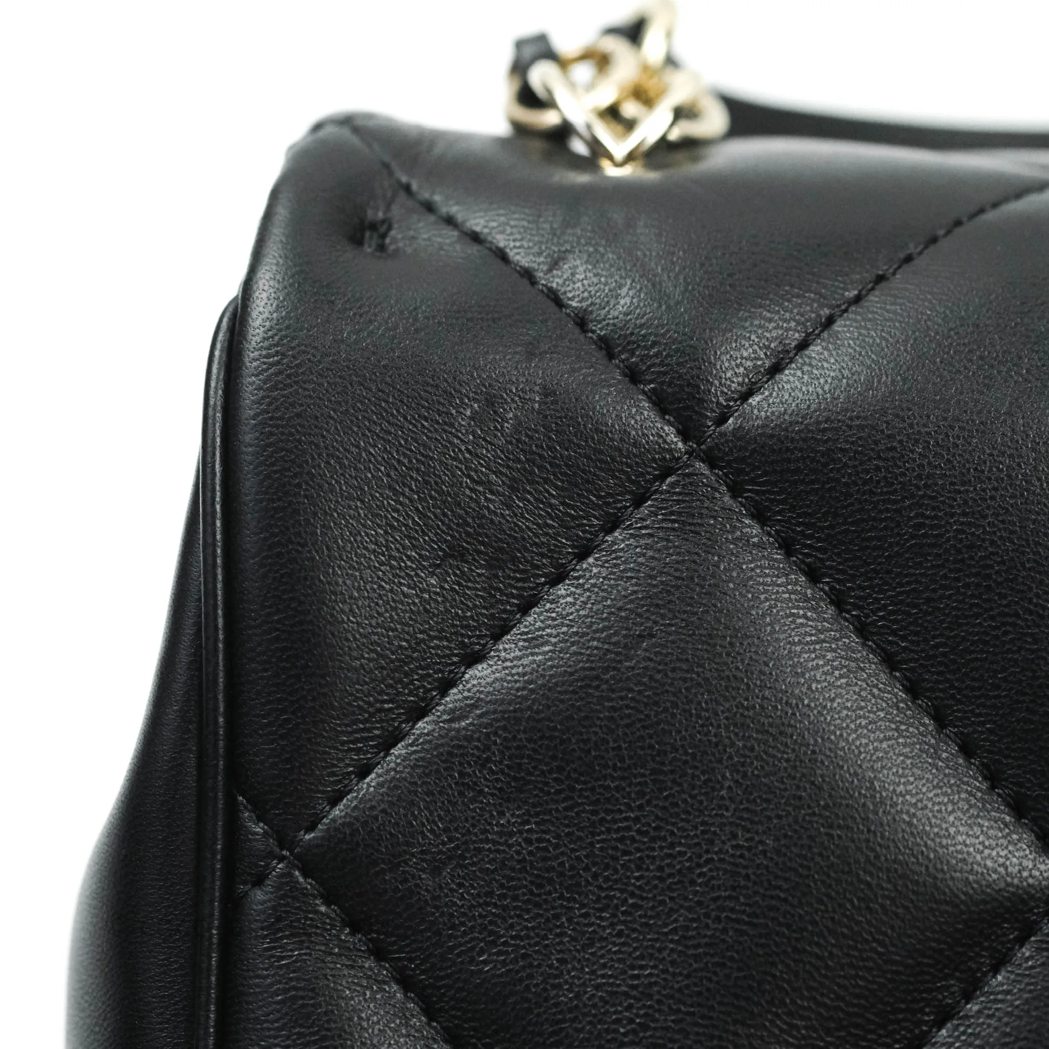 Chanel Easy Cherry Flap Bag With Handle Black Lambskin Gold Hardware 19K