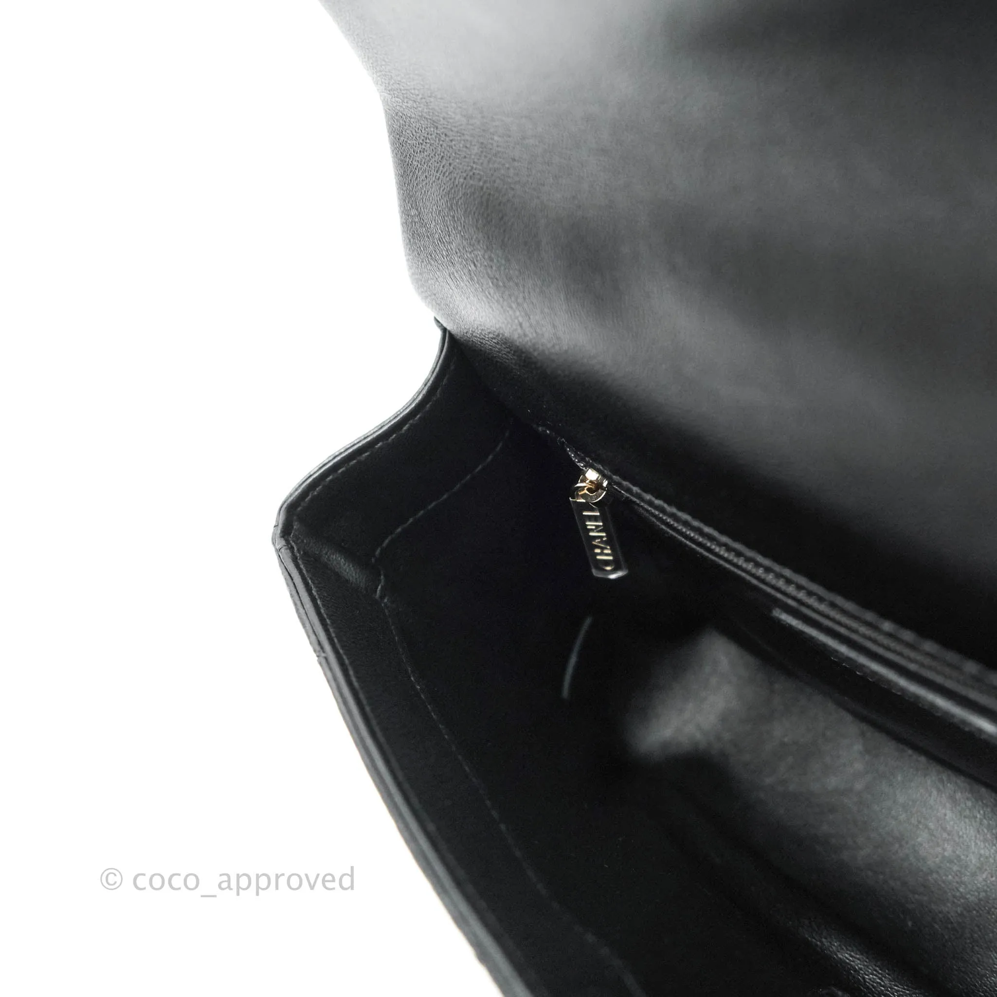 Chanel Easy Cherry Flap Bag With Handle Black Lambskin Gold Hardware 19K