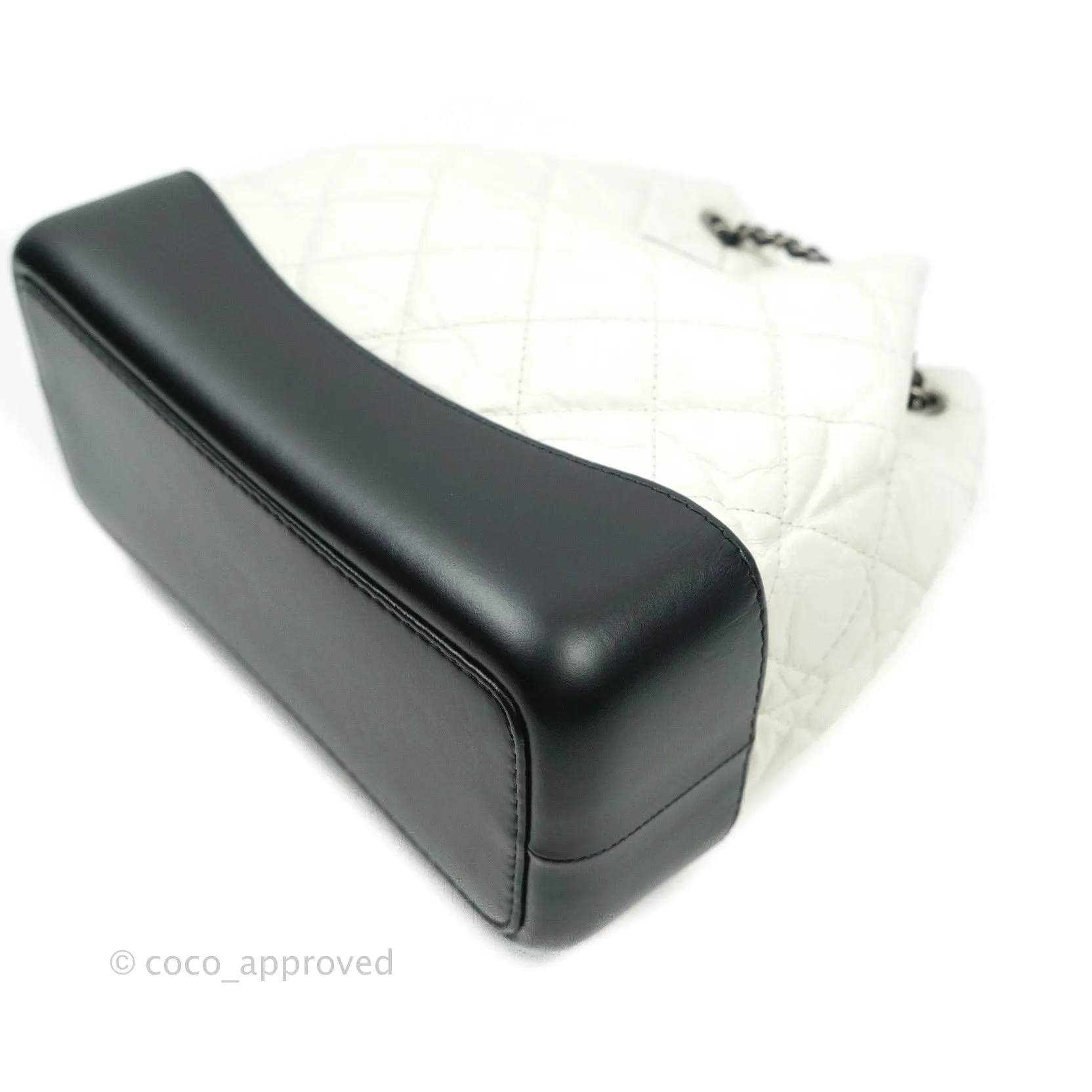 Chanel Gabrielle Backpack Black Aged Calfskin Small White Black