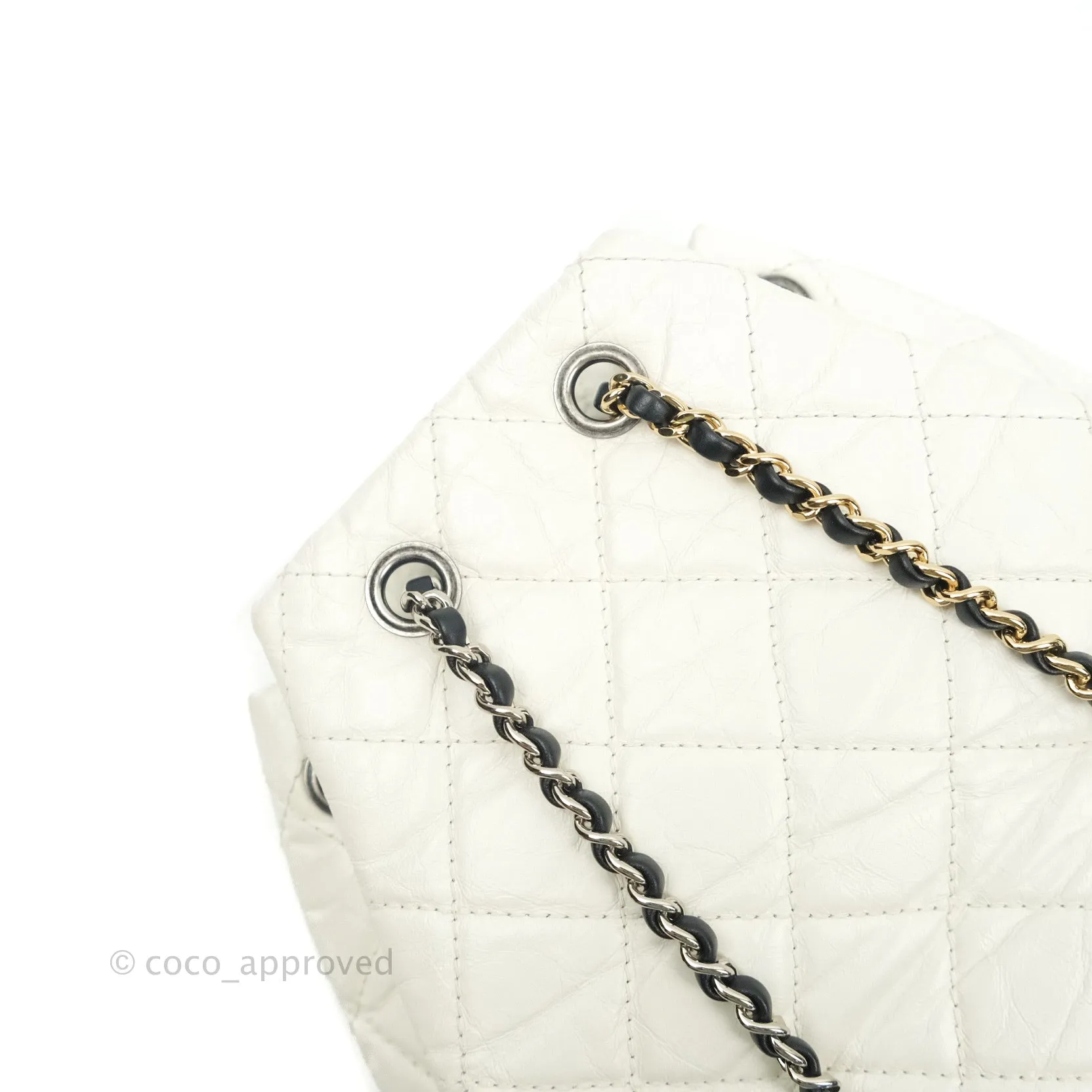 Chanel Gabrielle Backpack Black Aged Calfskin Small White Black