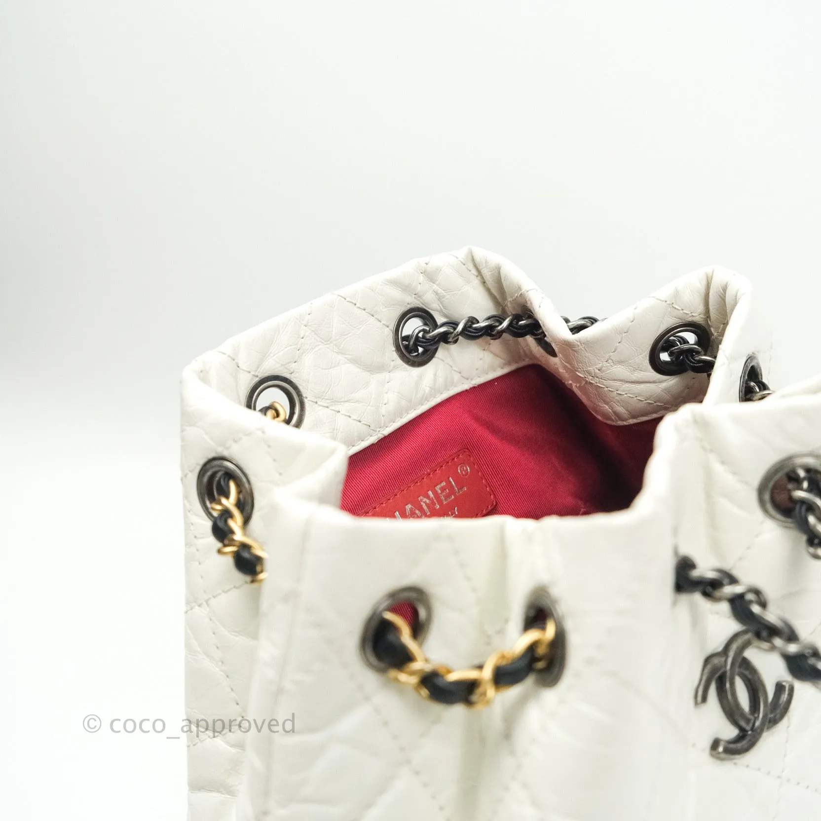 Chanel Gabrielle Backpack Black Aged Calfskin Small White Black